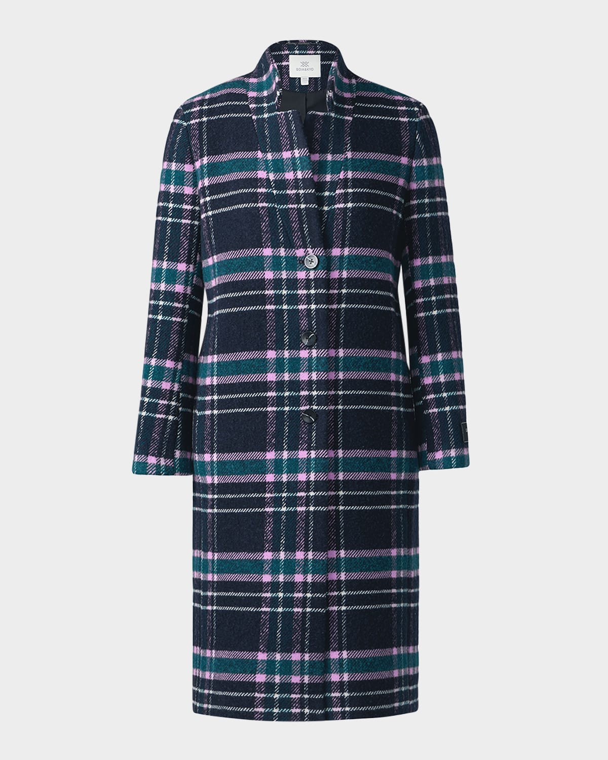 Soia & Kyo Diane-c Plaid Wool-blend Coat In Blue