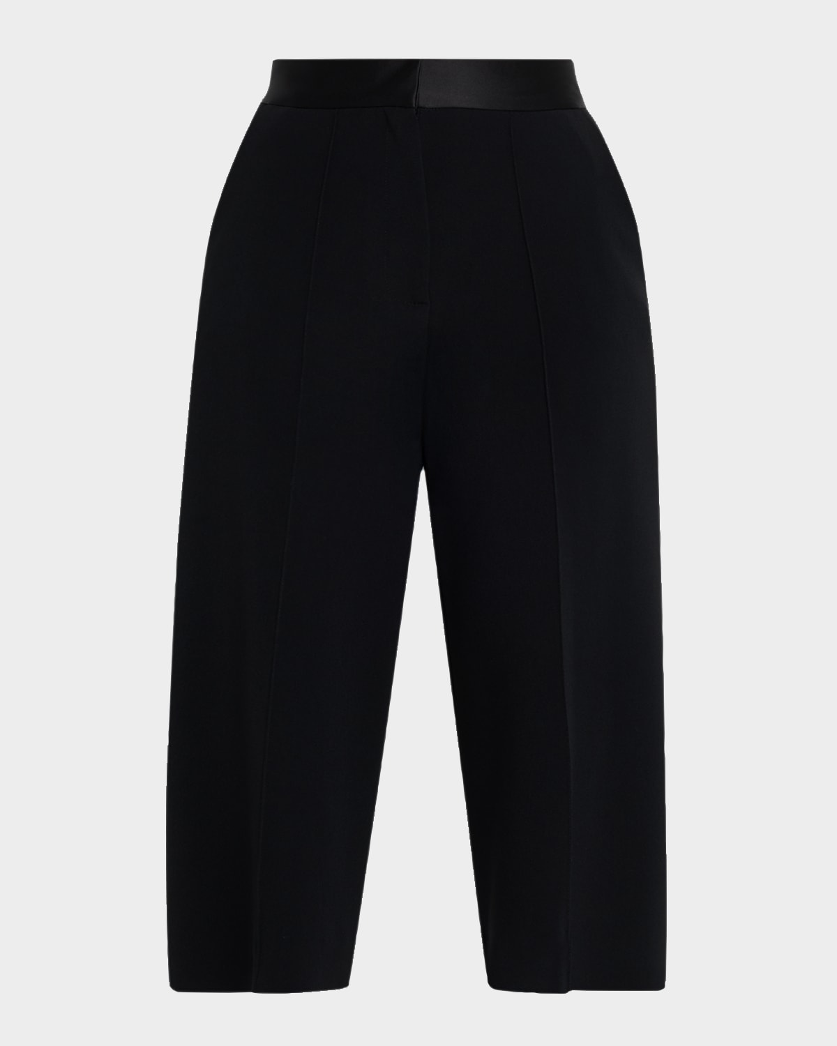 Elie Saab Satin Waistband Straight-leg Cady Crop Pants In Black