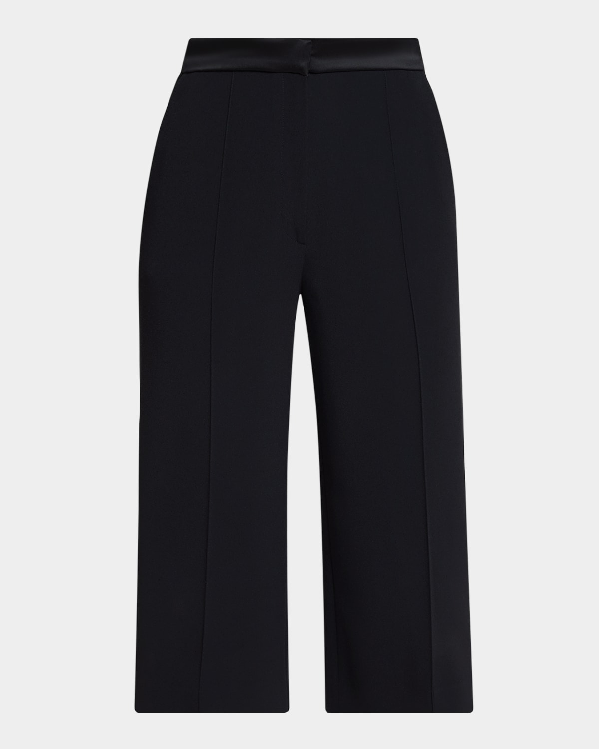Elie Saab Satin-trim Cady Straight-leg Crop Tuxedo Trousers In Black