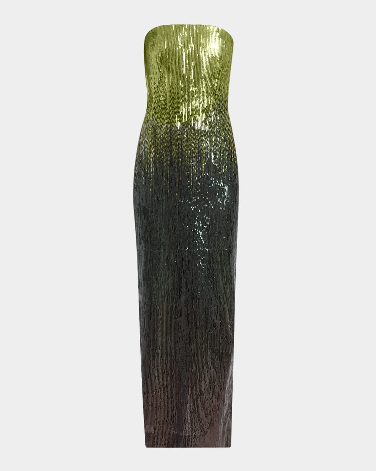 Elie Saab Ombre Sequined Strapless Maxi Dress In Green