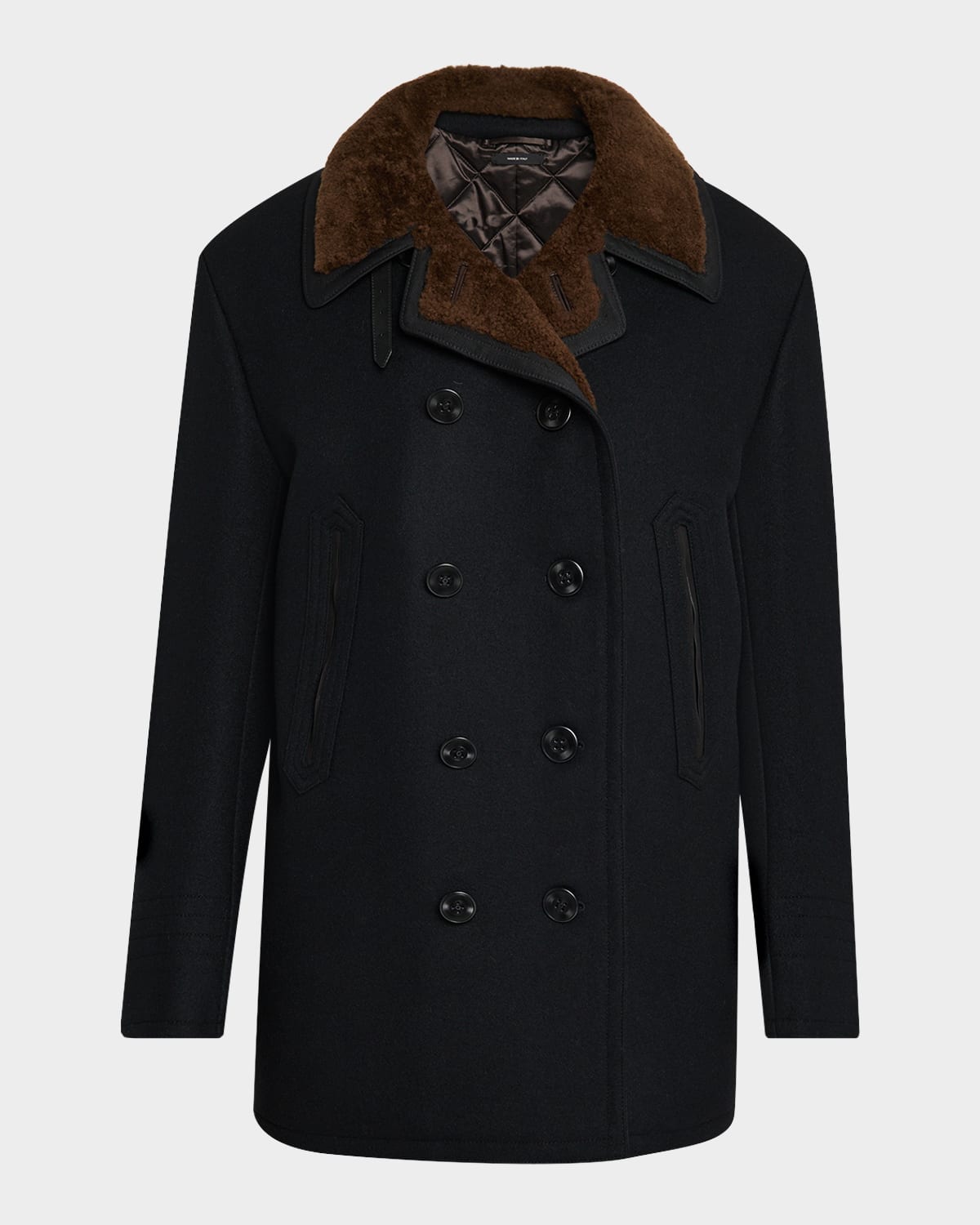 Tom Ford Shearling-collar Coat In Black