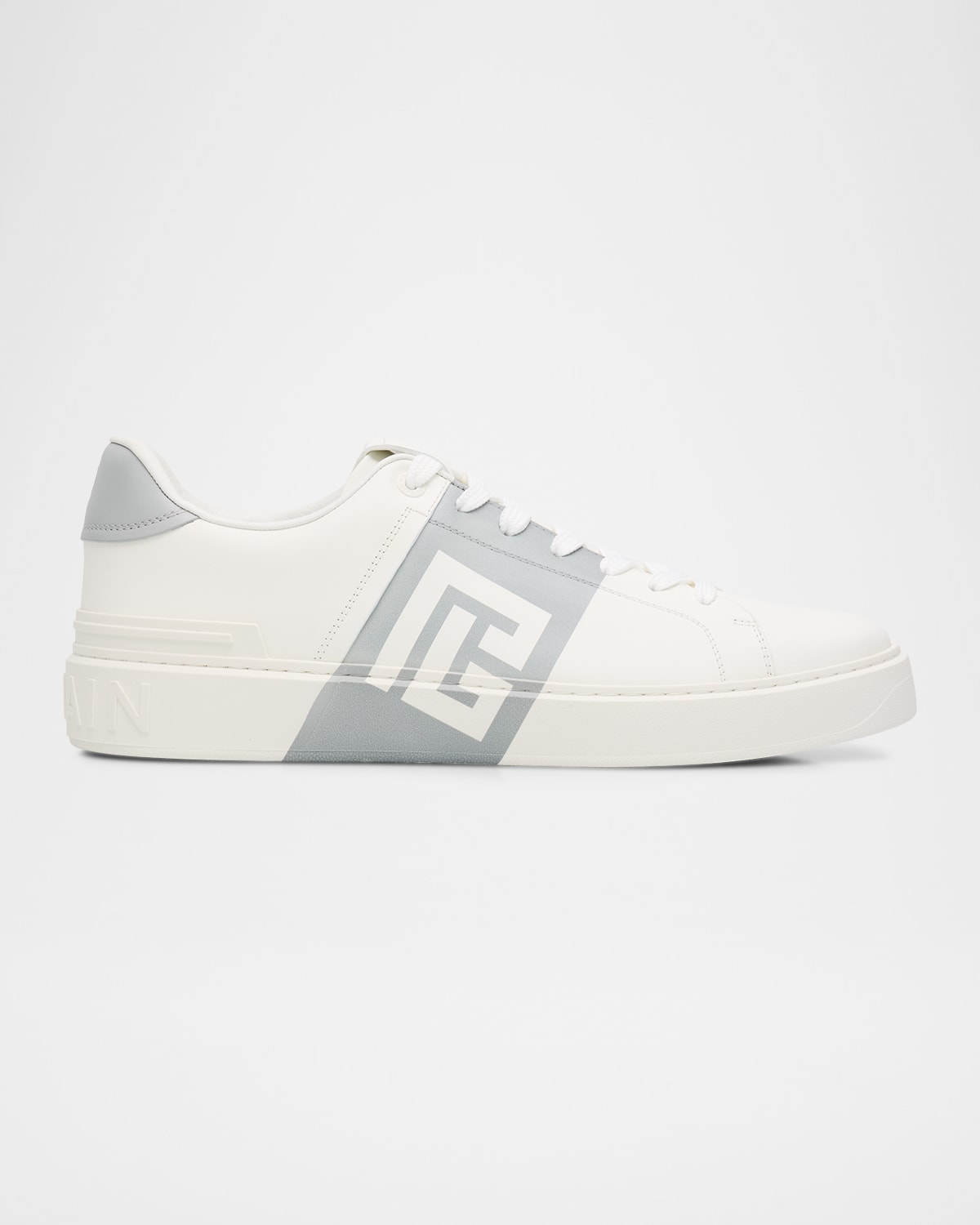 Balmain B-court Leather Sneakers In White