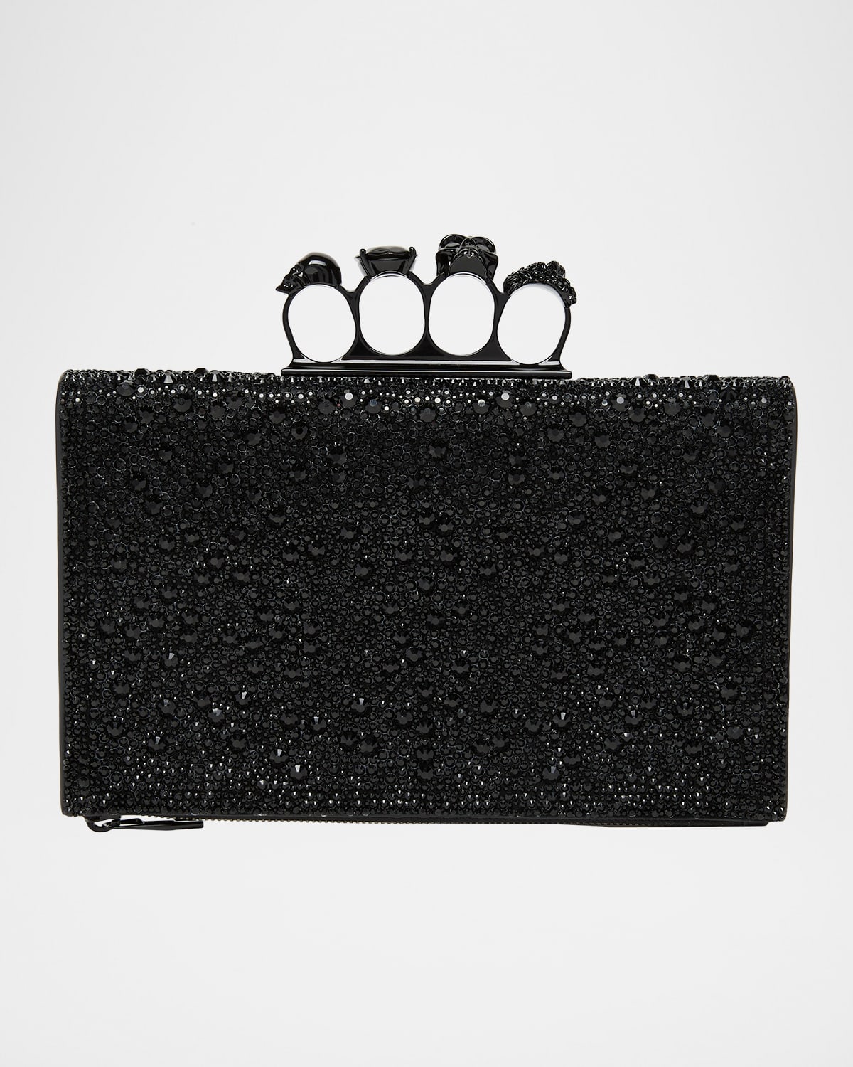 Alexander Mcqueen Knuckle Flat Crystal Clutch Pouch Bag In Black