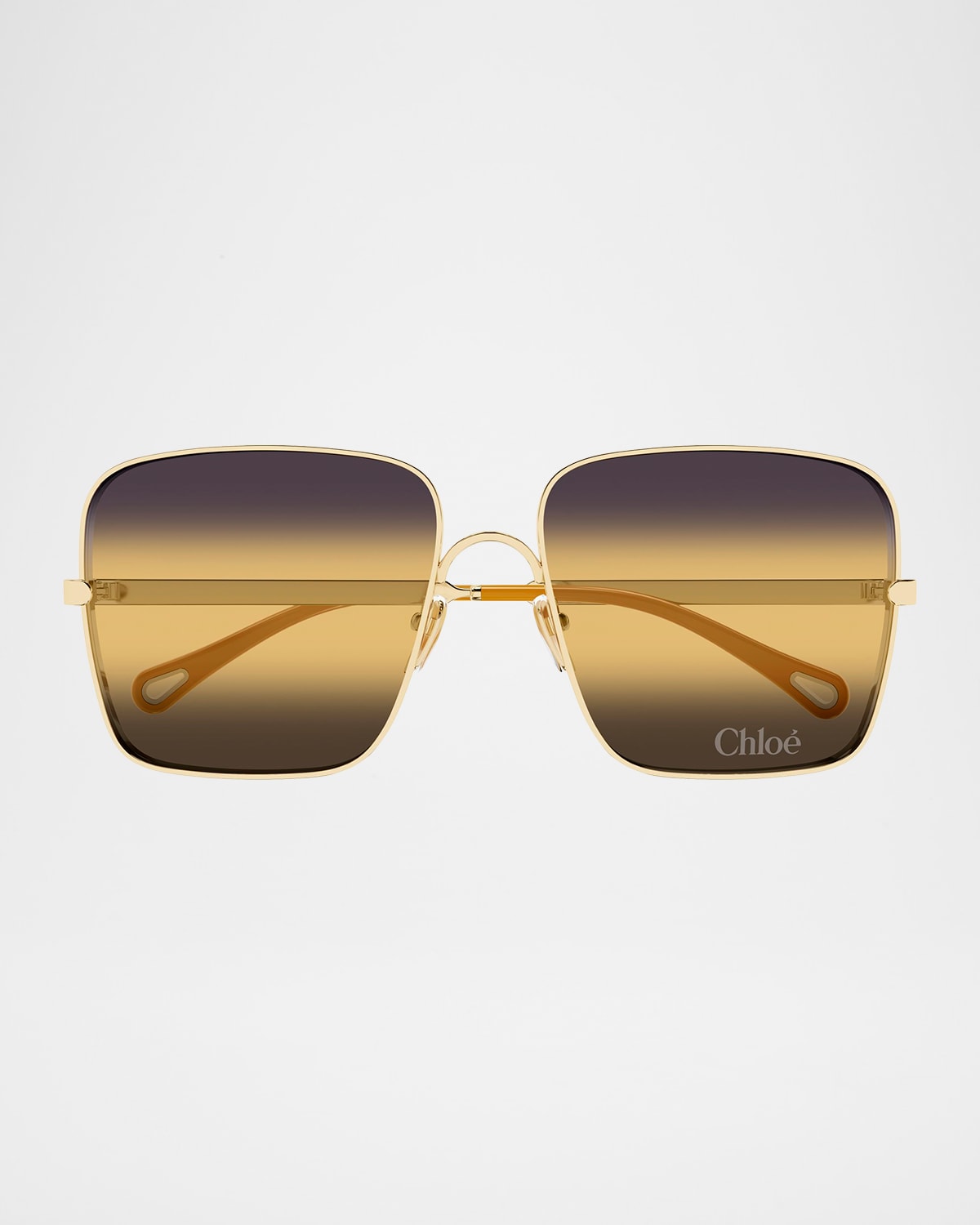Chloé Aly Square Metal Sunglasses In Gold