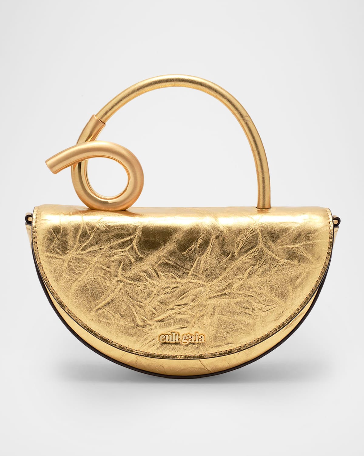 Cult Gaia Azariah Nano Sculptural Metallic Leather Crossbody Bag In Gold
