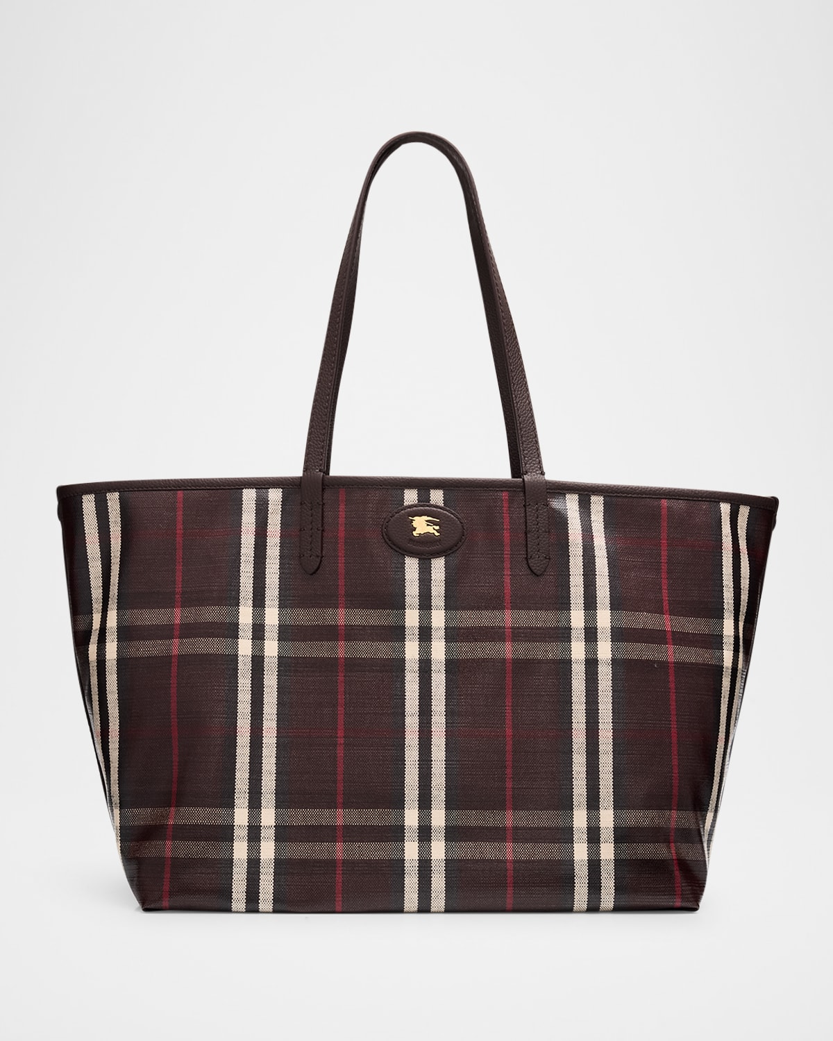 Burberry Highlands Medium Coated Check Tote Bag
