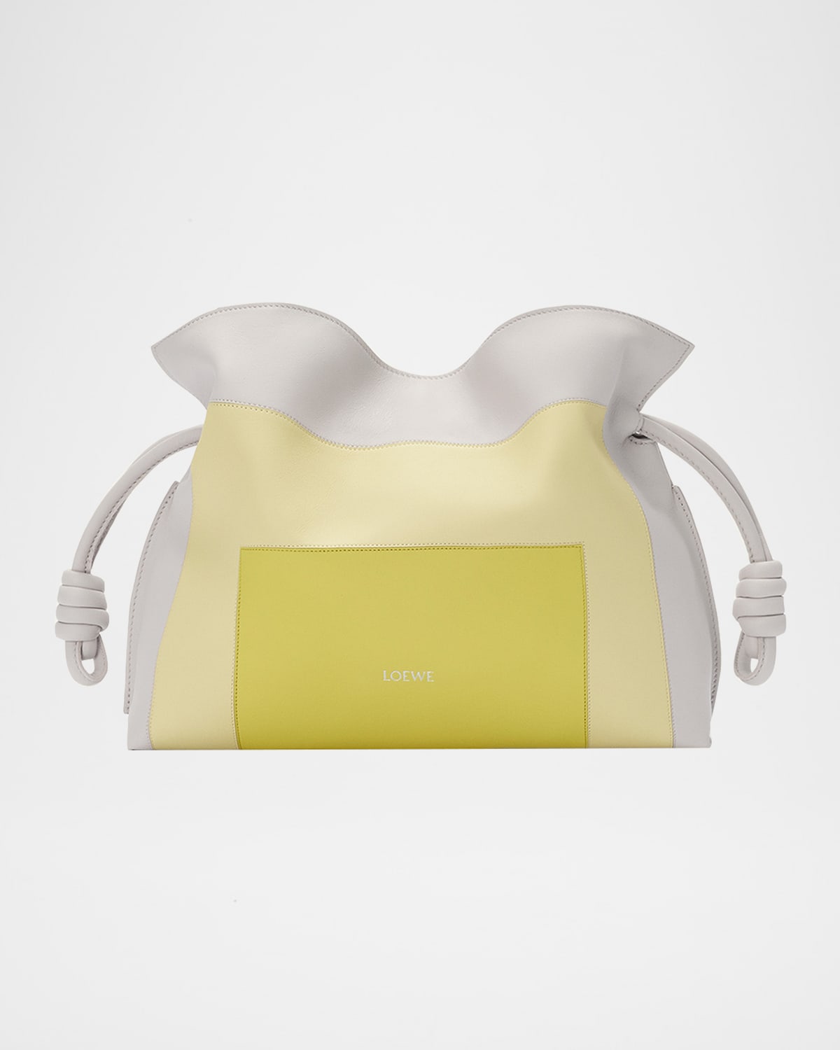 Loewe X Albers Flamenco Medium Clutch Bag In Nappa Leather In Gray
