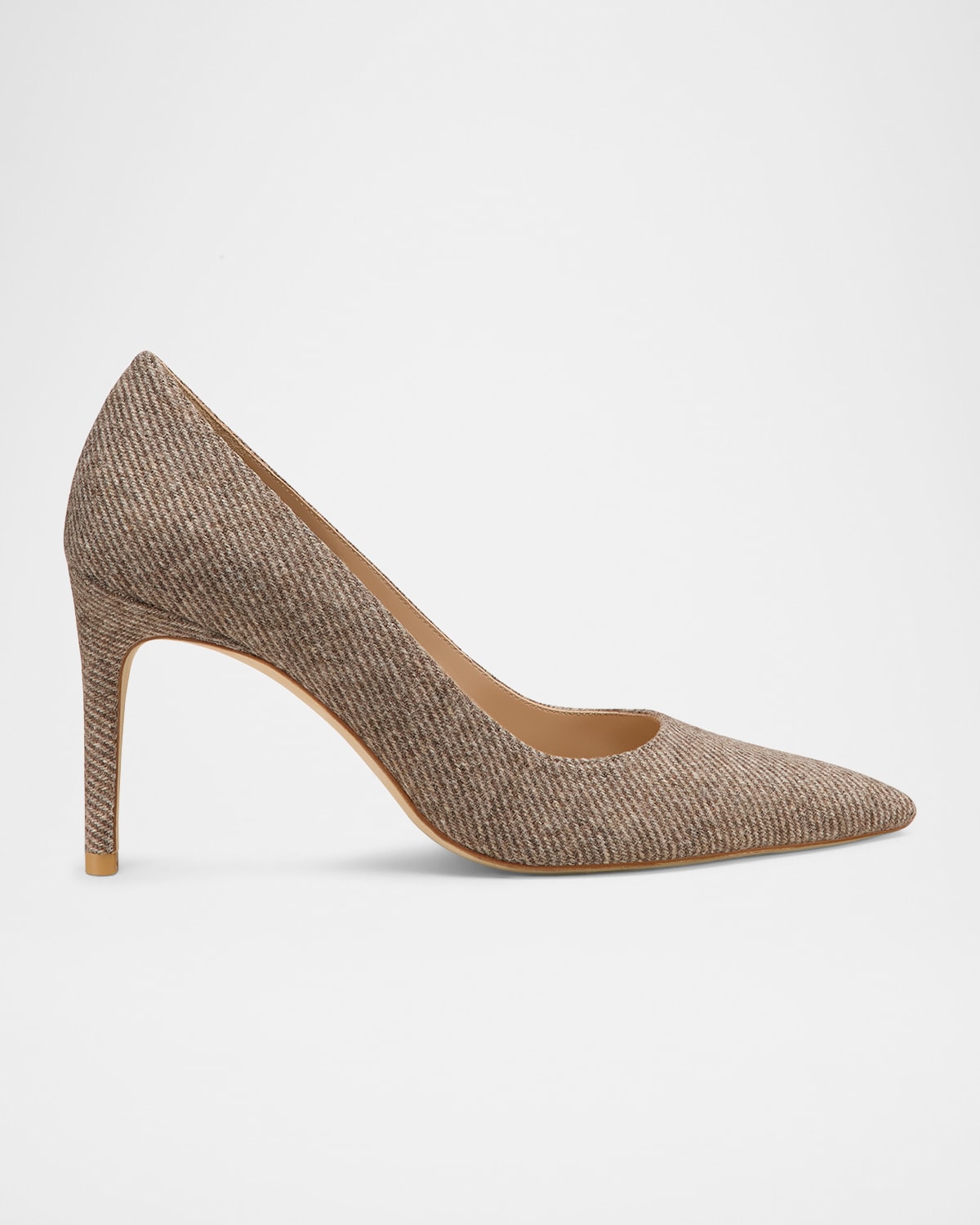 Stuart Weitzman 85mm Stuart Power Twill Pointed-toe Pumps In Brown