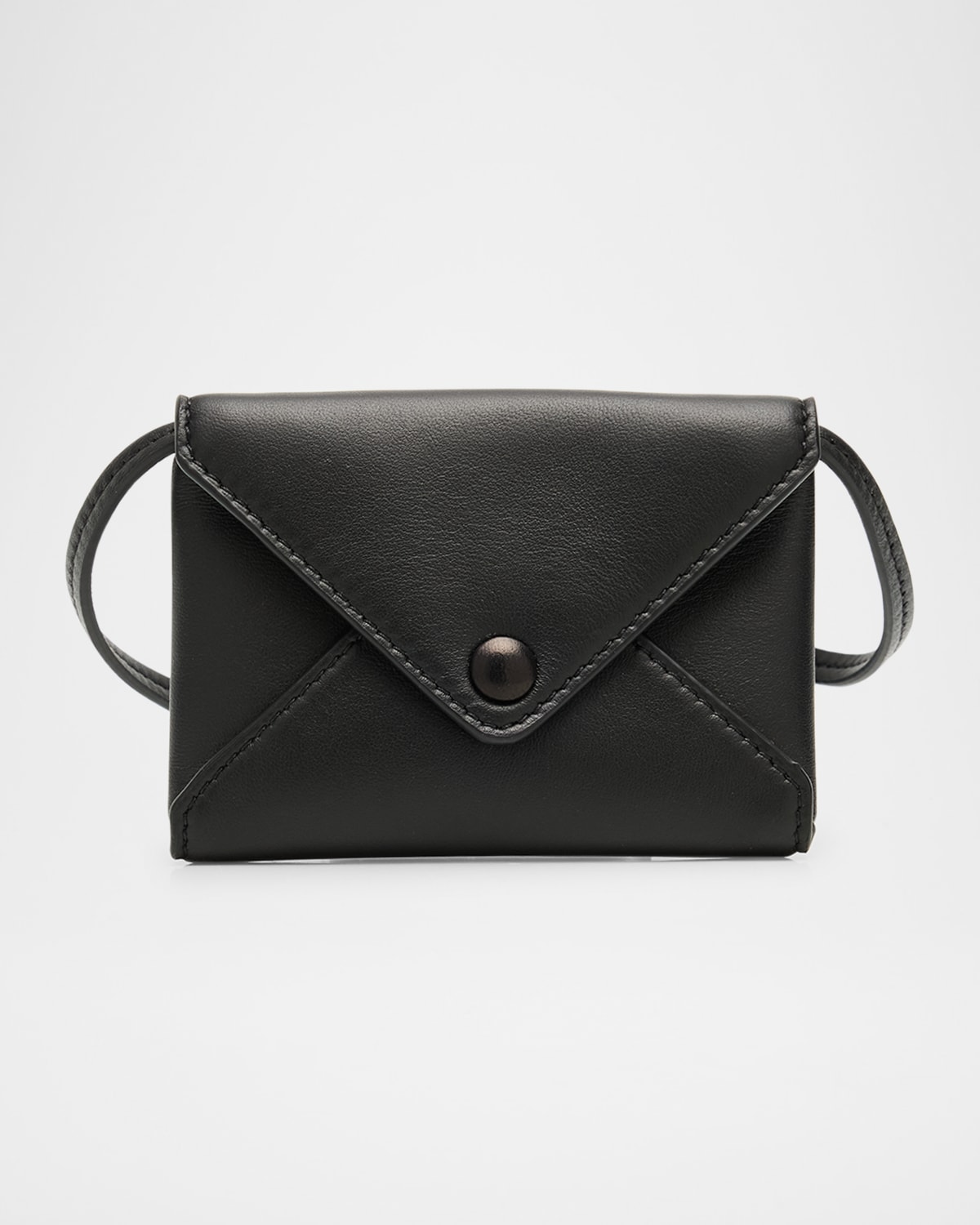 The Row Mini Envelope Leather Pouch With Strap In Black