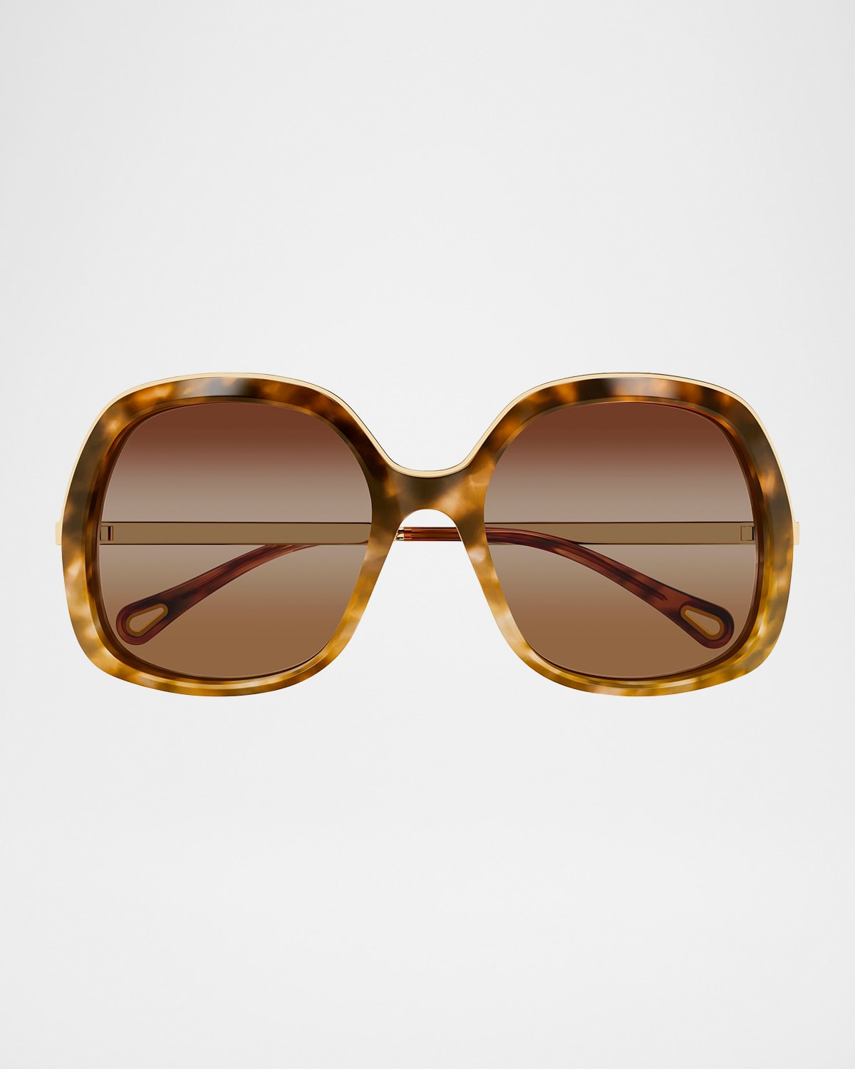 Chloé Leia Square Acetate & Metal Sunglasses In Brown