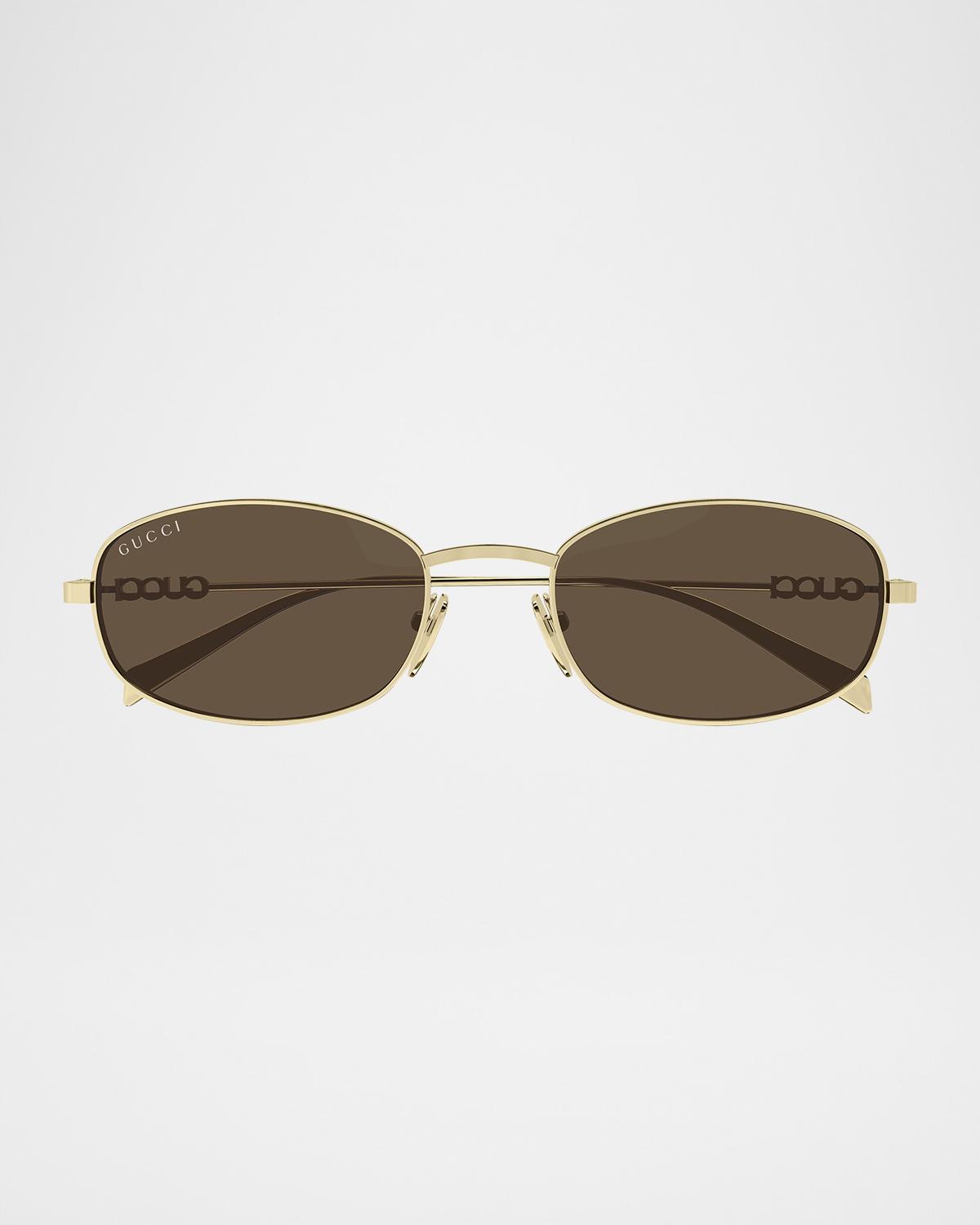 Gucci Block 54mm Oval Metal Sunglasses
