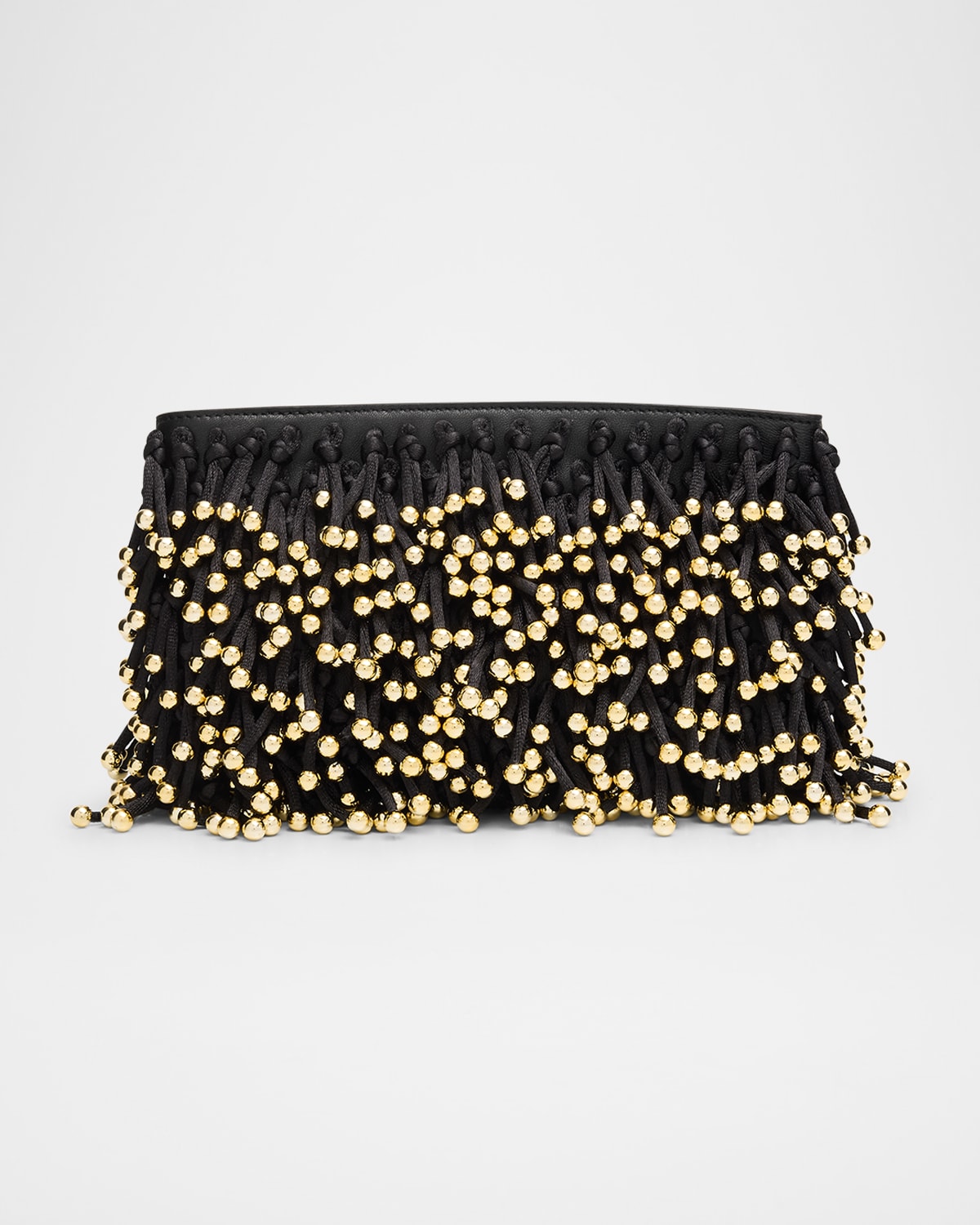 Simkhai Reese Beaded Fringe Clutch Bag In Black