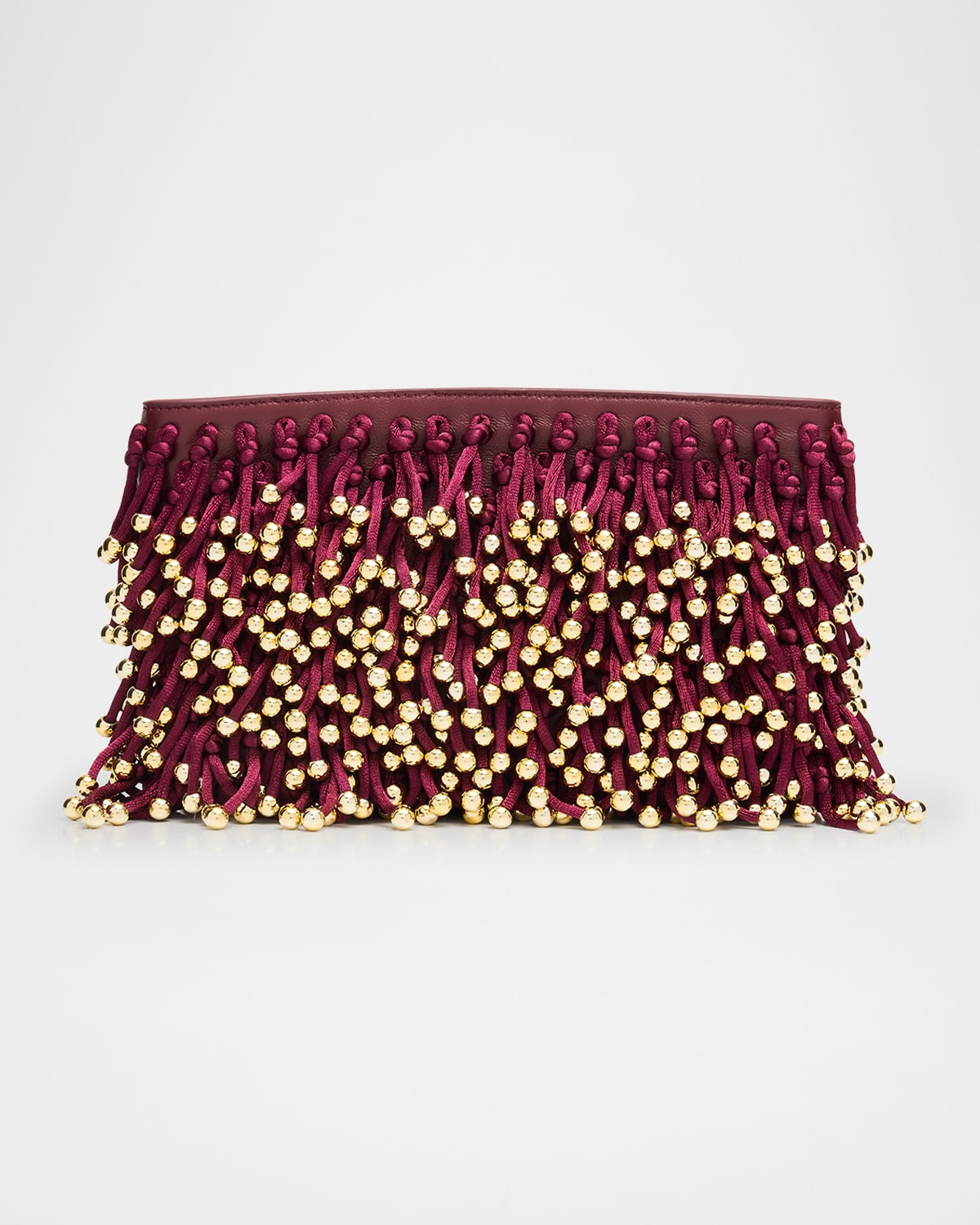 Simkhai Reese Beaded Fringe Clutch In Cranberry In Red