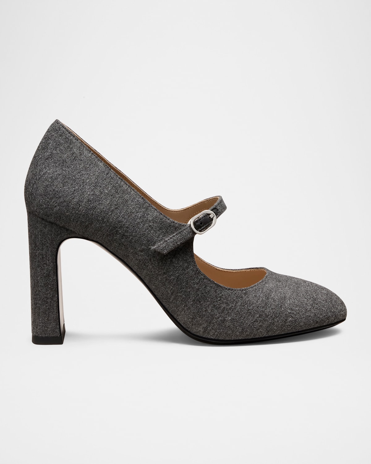 Stuart Weitzman 85mm Babette Flannel Mary Jane Pumps In Gray