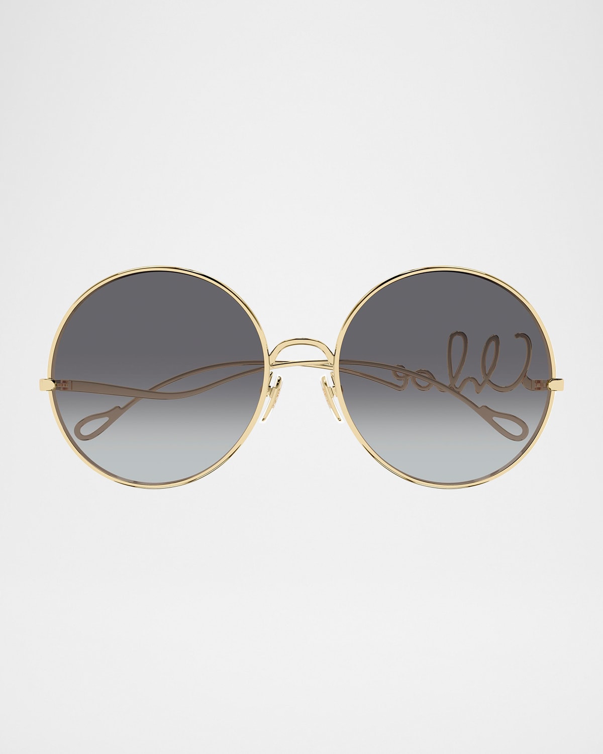 Chloé Gold-gold-grey Metal Sunglasses In Gold
