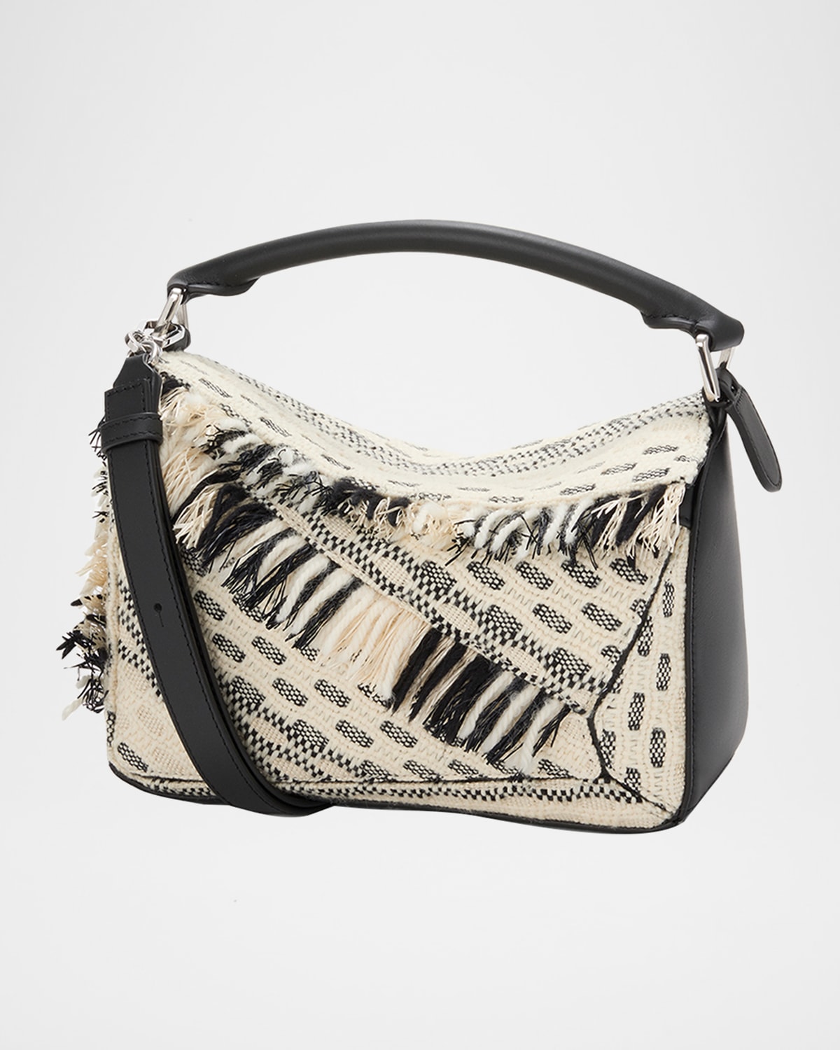 Loewe X Albers Puzzle Small Fringe Shoulder Bag In Woven Textile In Multi