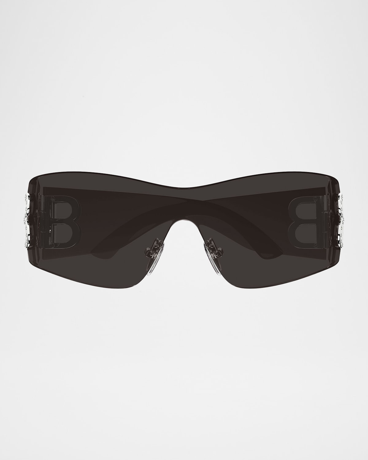 Balenciaga Bossy Bb-hinge Rimless Nylon Shield Sunglasses In Black