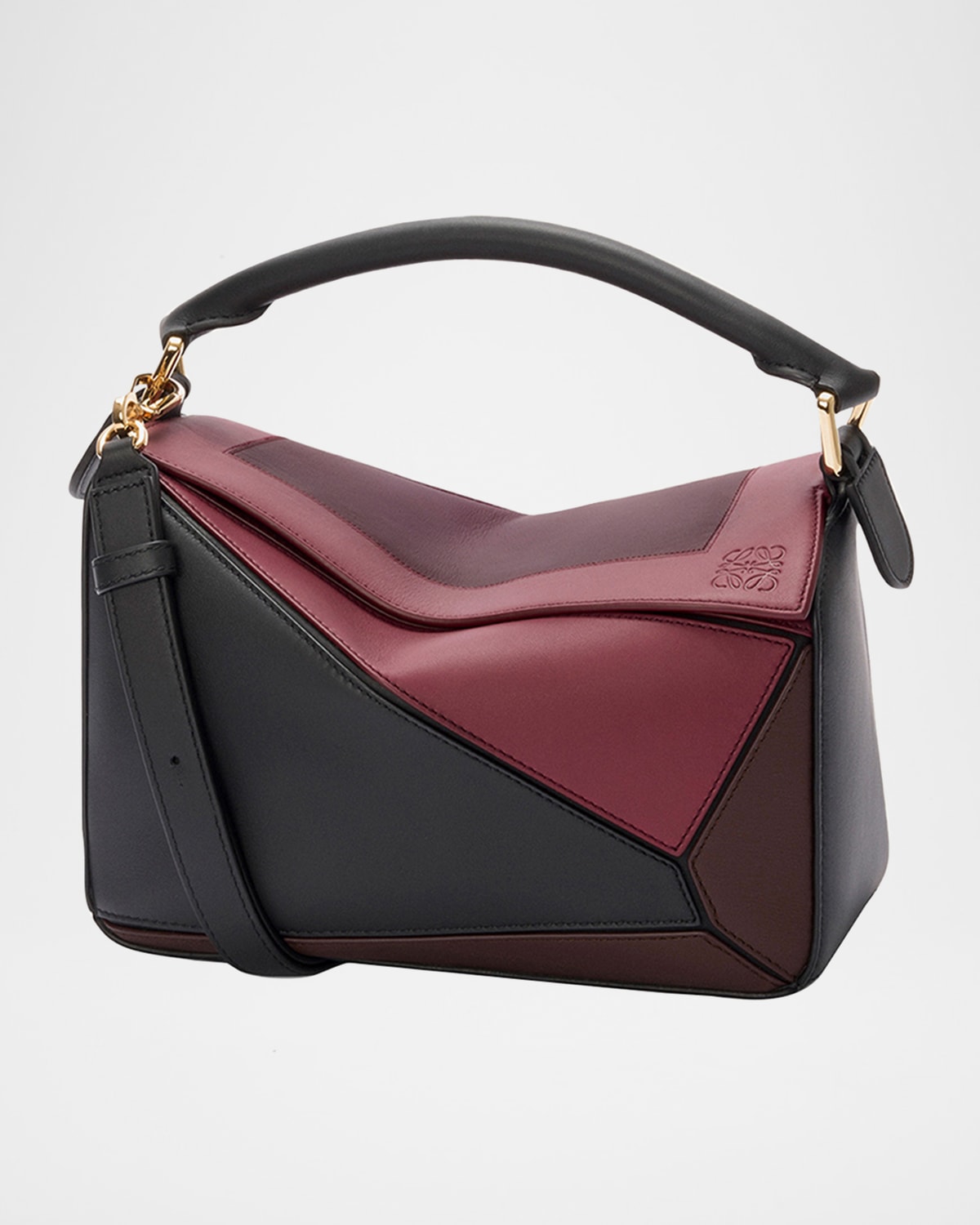 Loewe Puzzle Square Small Leather Shoulder Bag In Black