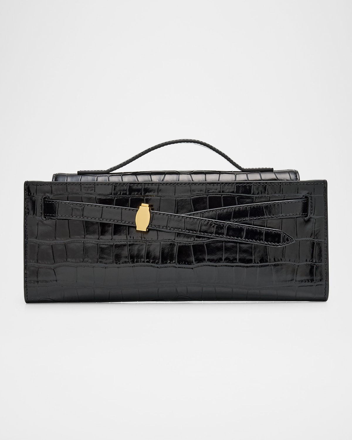 Veronica Beard Dash Croc-embossed Leather Clutch Bag In Black