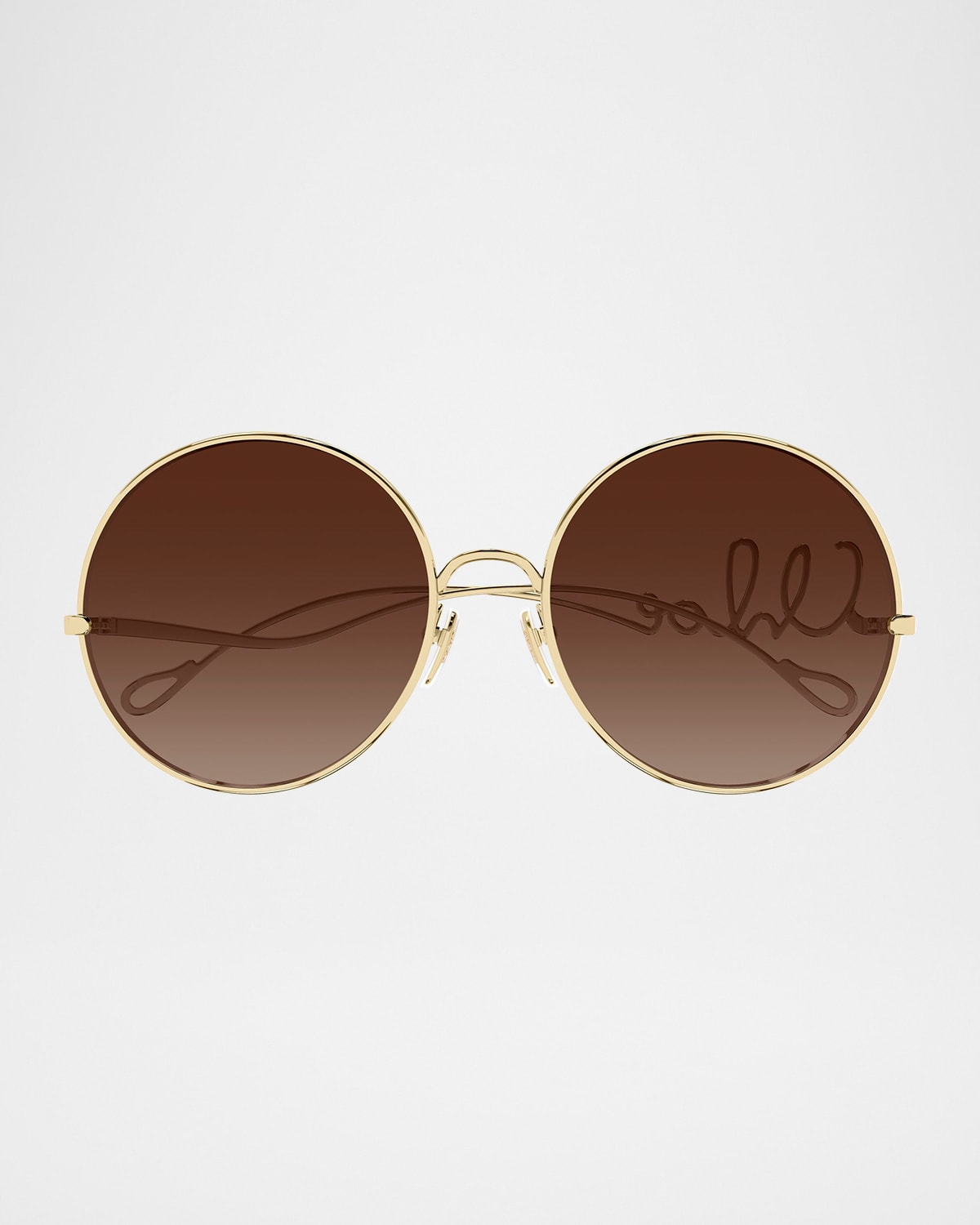 Chloé Iconic Round Metal Sunglasses In Gold