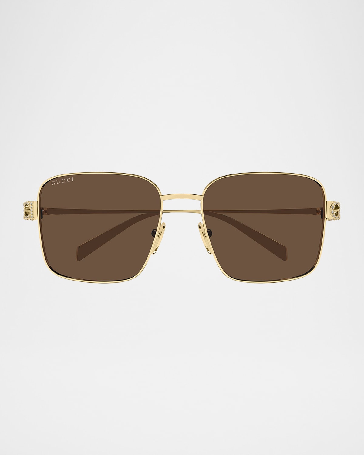 Gucci Block Bending 54mm Square Metal Sunglasses In Brown