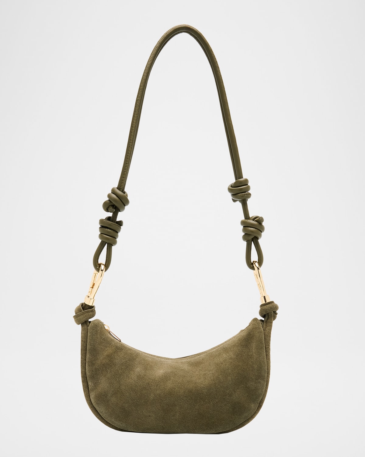 Simkhai Avery Crescent Suede Crossbody Bag In Green