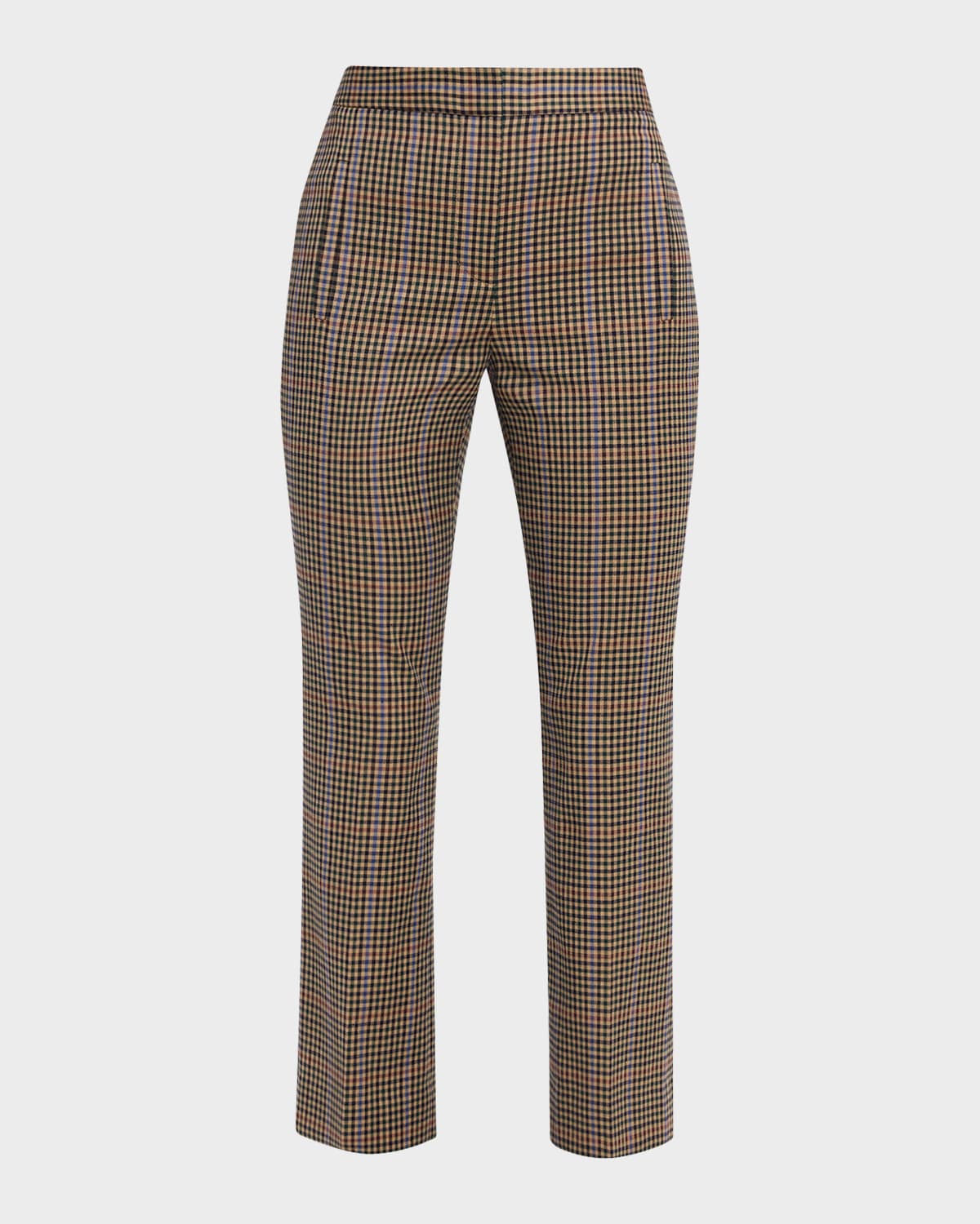 Veronica Beard Arte Slim Plaid Pants In Brown