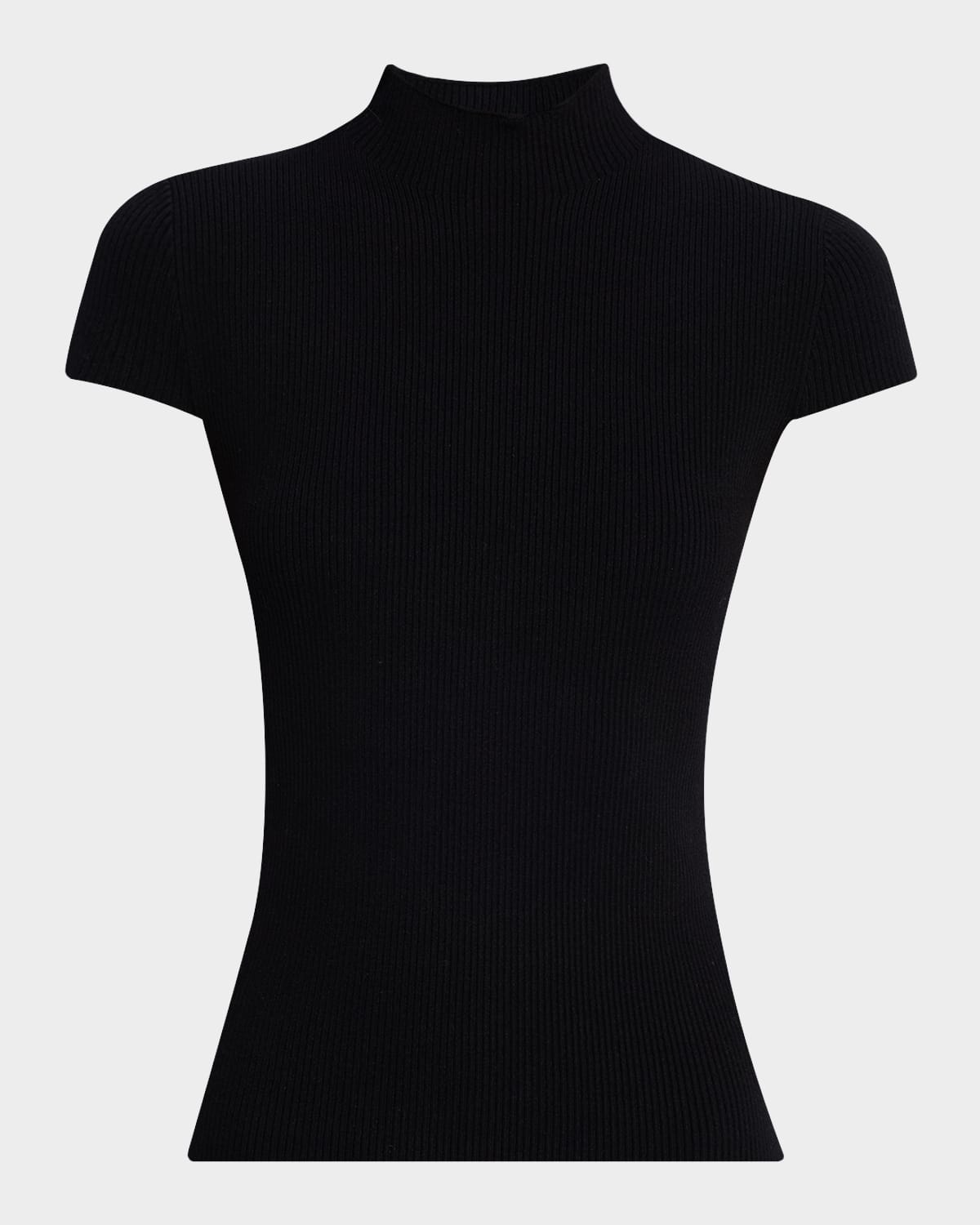 Elie Tahari The Ramona Ribbed Mock-neck Top In Black