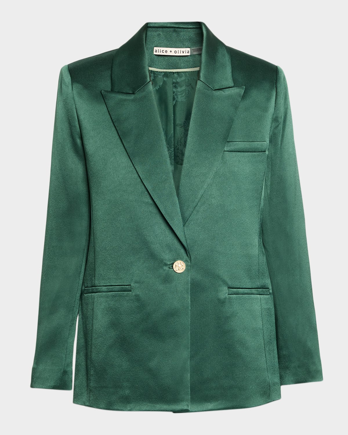 Alice And Olivia Silas Satin Single-breasted Blazer