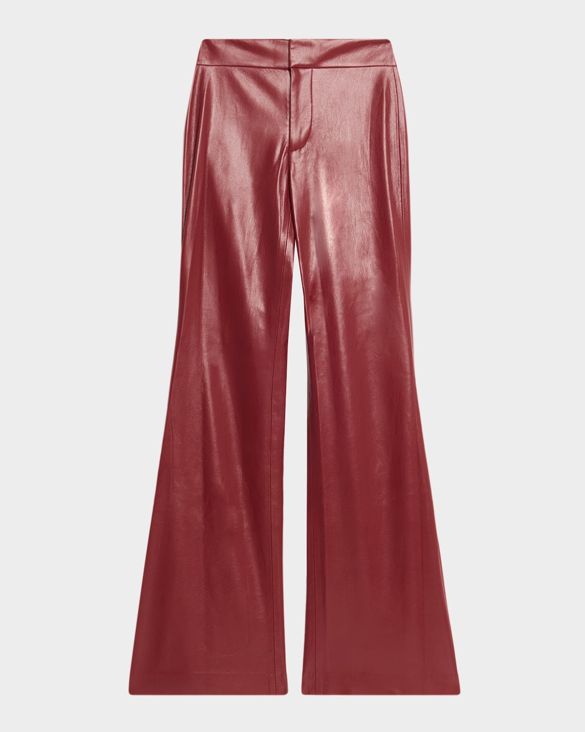 Alice And Olivia Andrew Vegan Leather Bootcut Pants In Burgundy