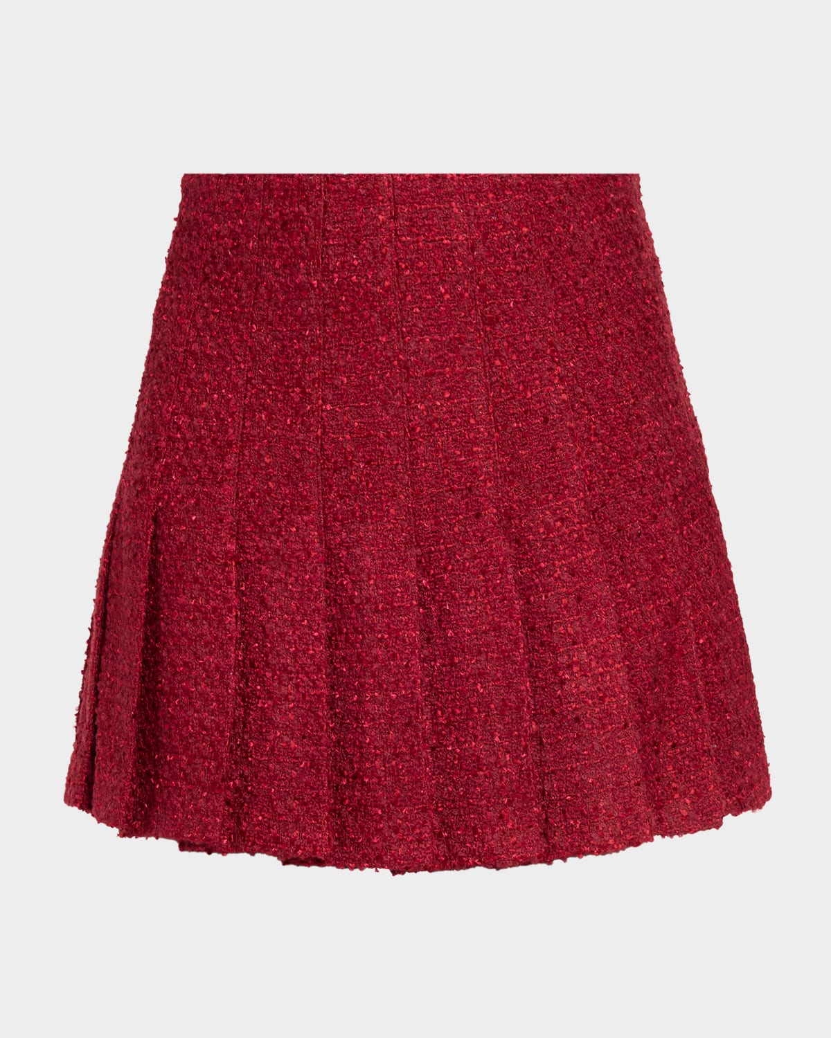 Alice And Olivia Carter Pleated Tweed Mini Skirt In Burgundy