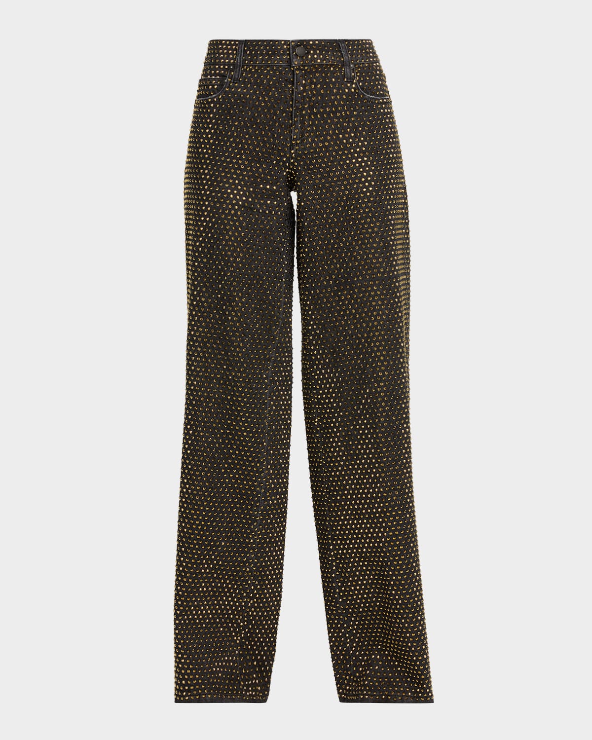 Alice And Olivia Amazing Embellished Wide-leg Jeans In Black