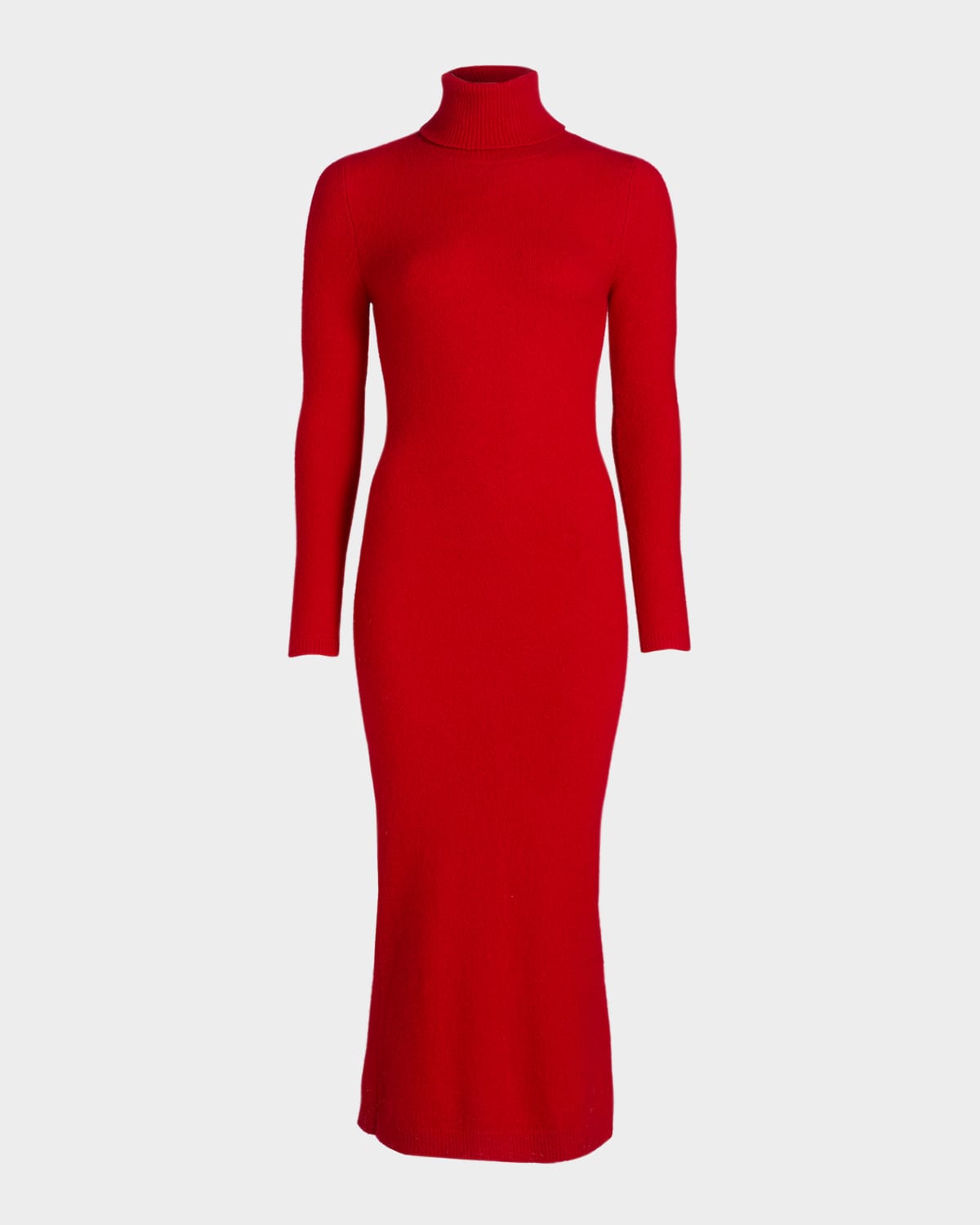 Sergio Hudson Turtleneck Cashmere Rib Midi Sweater Dress In Red