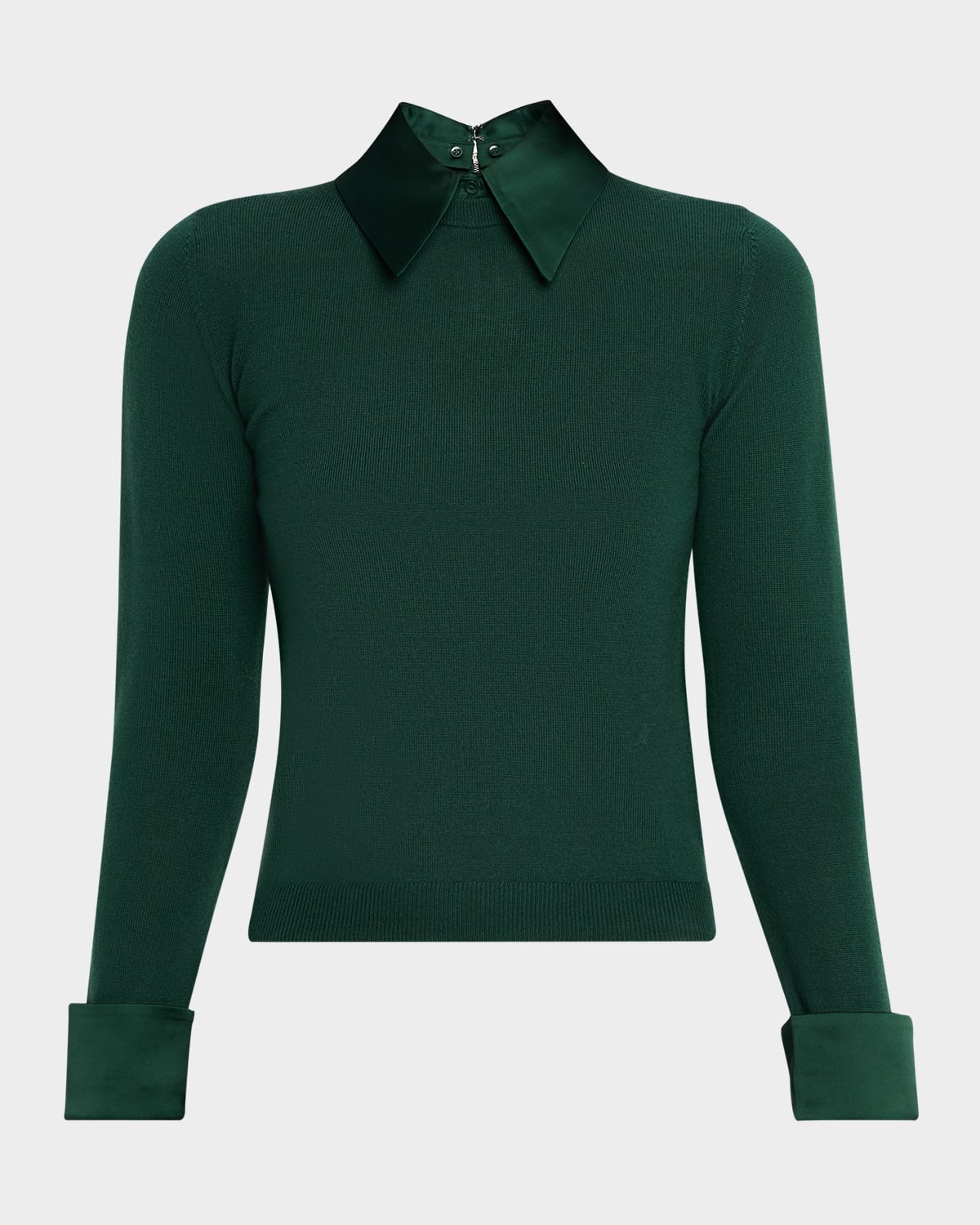 Alice And Olivia Porla Collared Sweater In Green