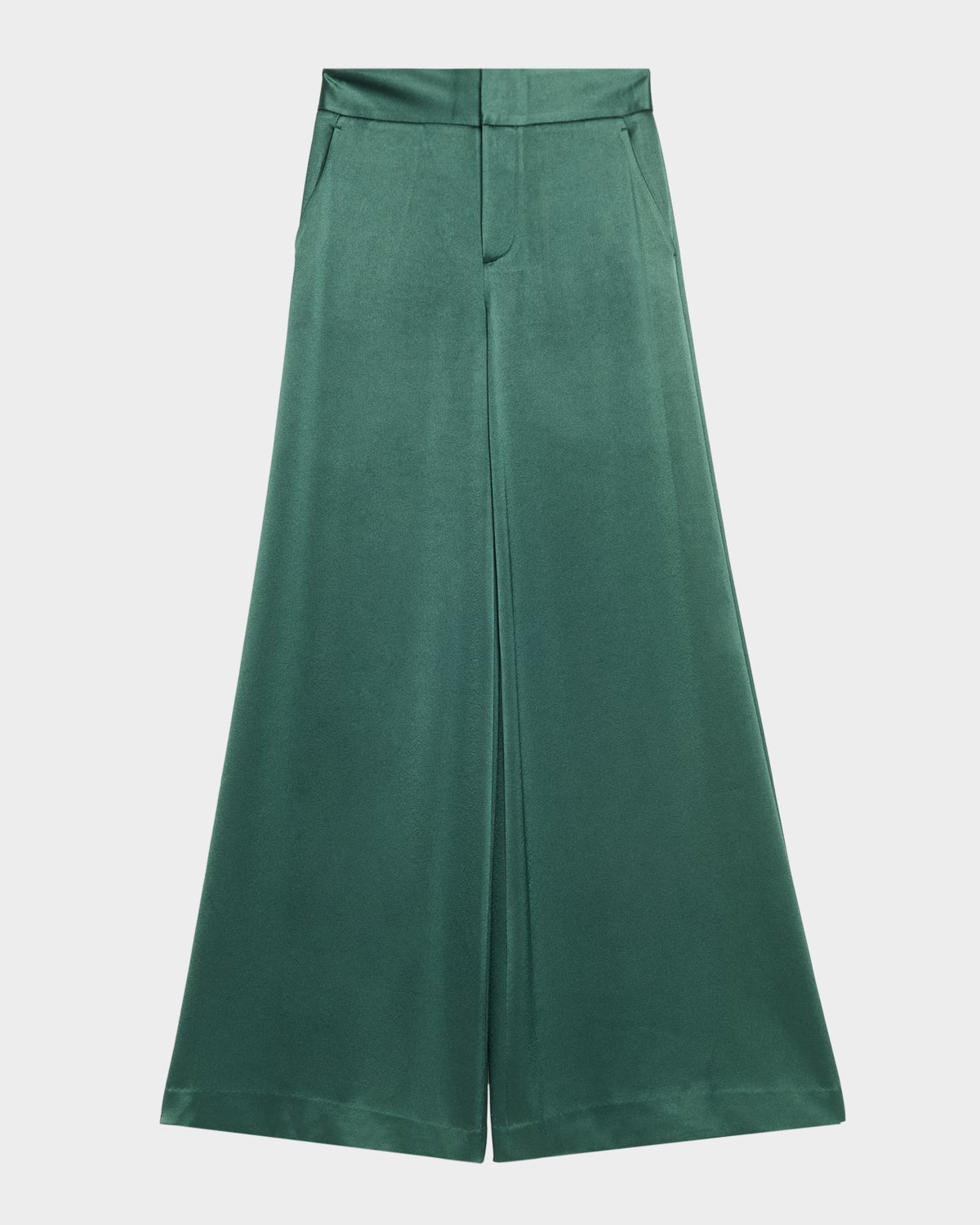 Alice And Olivia Nessi Baggy Satin Trousers In Green