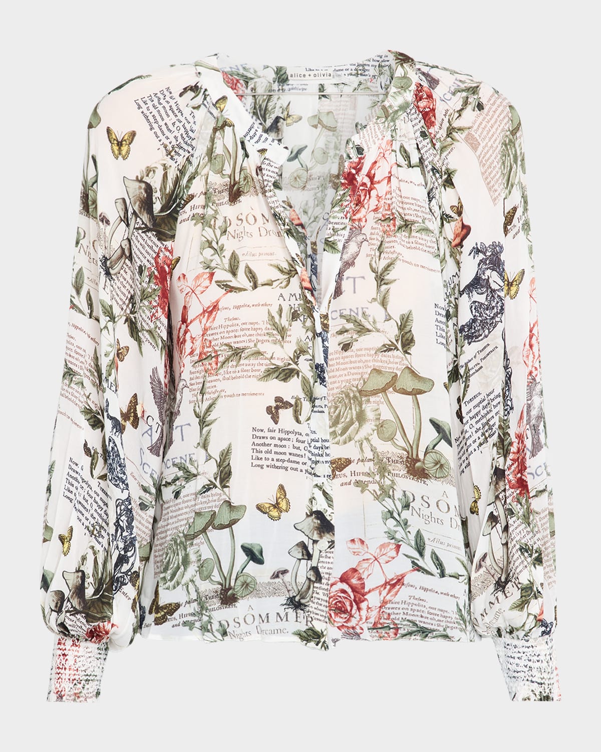 Alice + Olivia Thalia Long-Sleeve Button-Front Blouse