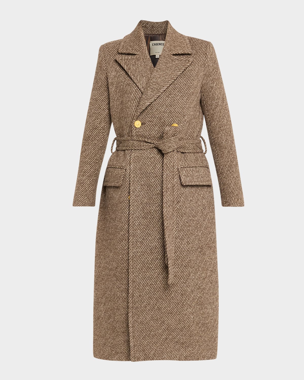 L'agence Kolina Belted Twill Long Coat In Brown