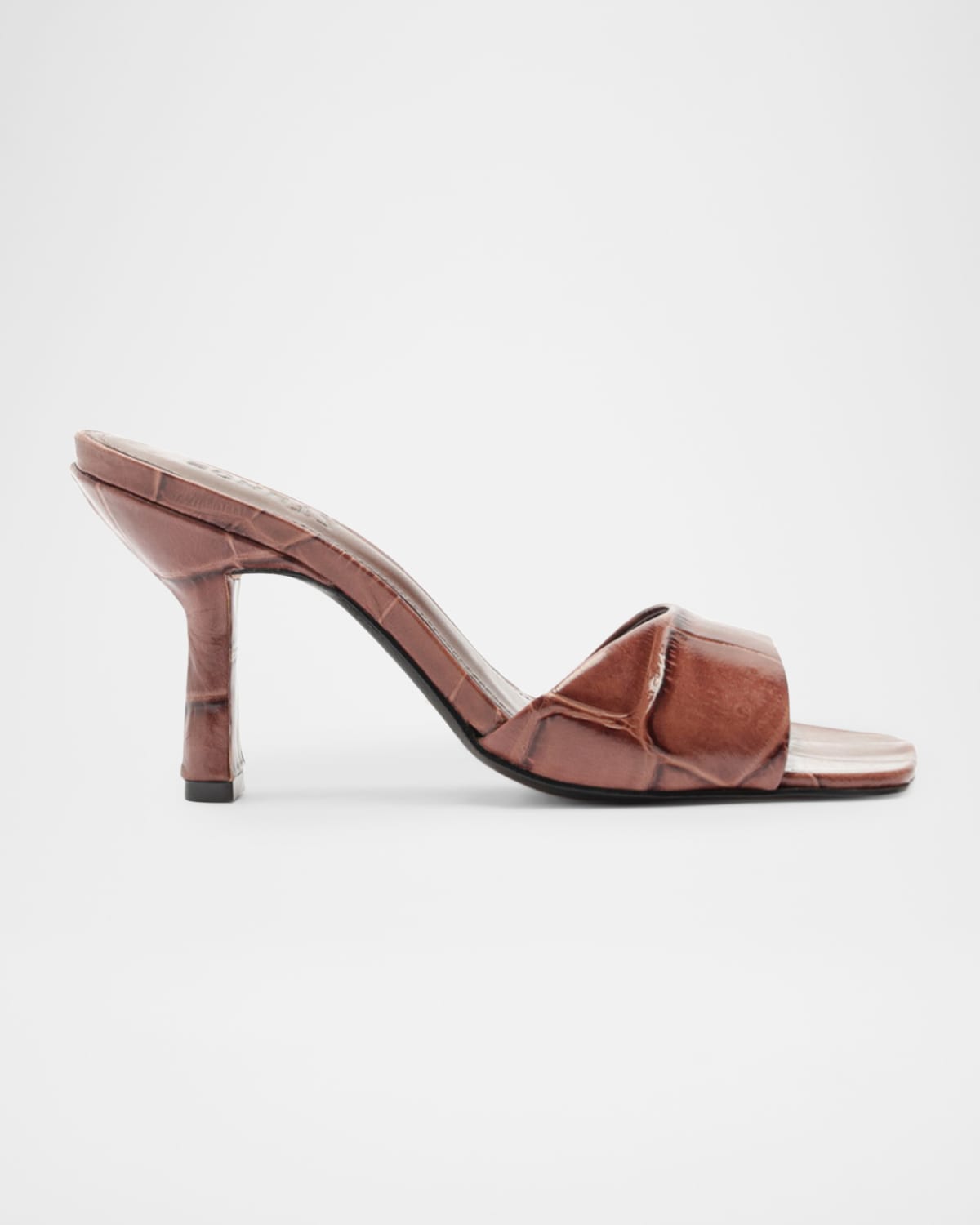 Schutz Posseni Croc-embossed Leather Mule Sandals In Brown