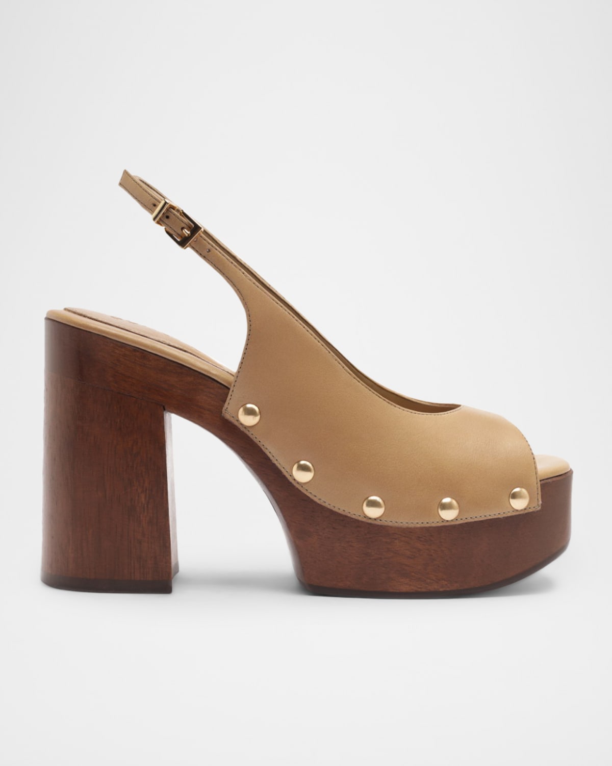 Schutz Rose Leather Slingback Platform Sandals In Brown