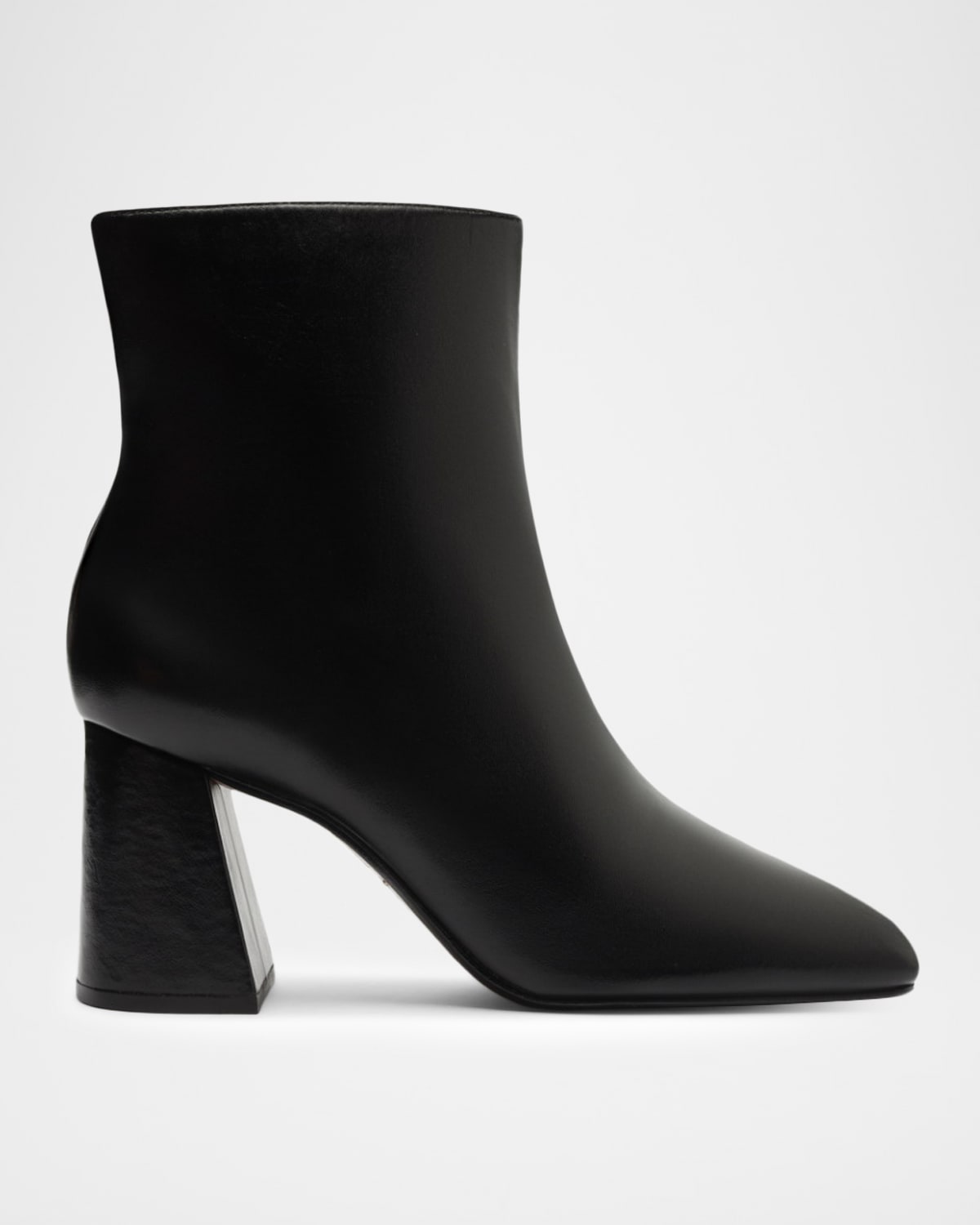 Schutz Leia Leather Block-heel Ankle Booties In Black