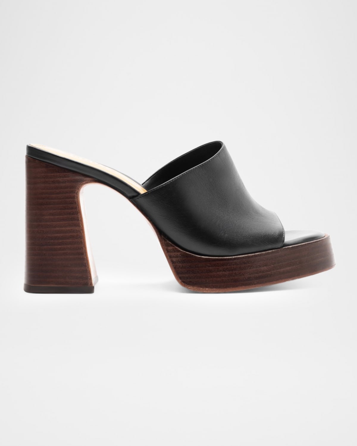 Schutz Rowen Leather Block-heel Mule Sandals In Black