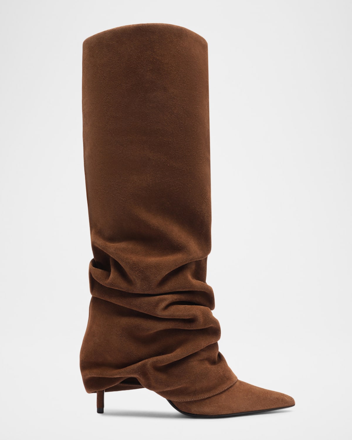 Schutz Mikki Up Cloak Draped Suede Knee-high Boot In Brown