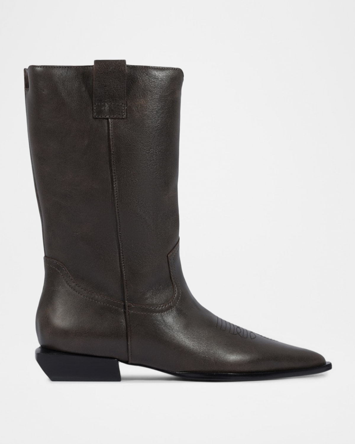 Schutz Ashley Leather Mid-calf Western Boots In Animal Print