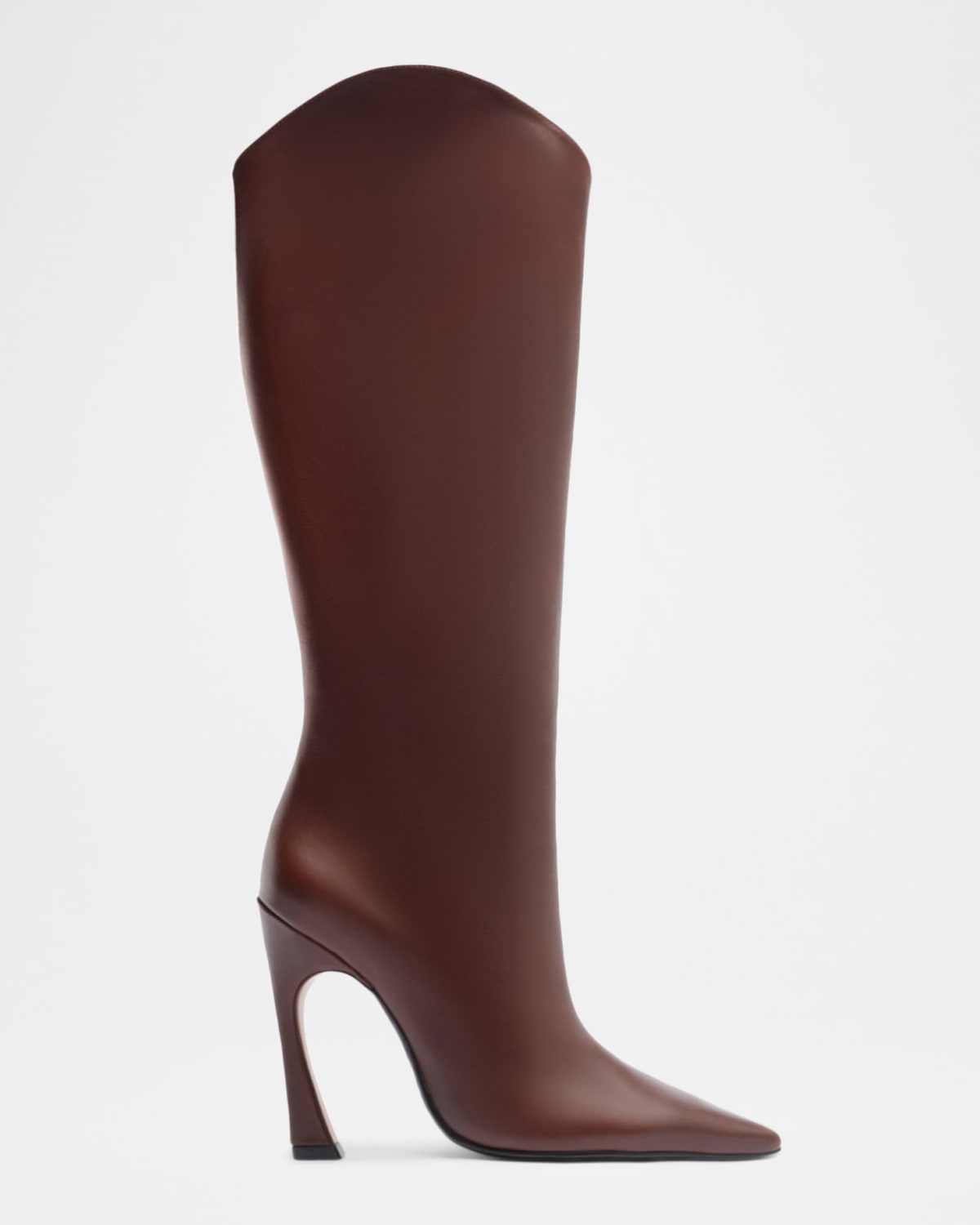Schutz Maryann Up Curve Leather Knee-high Boots In Brown