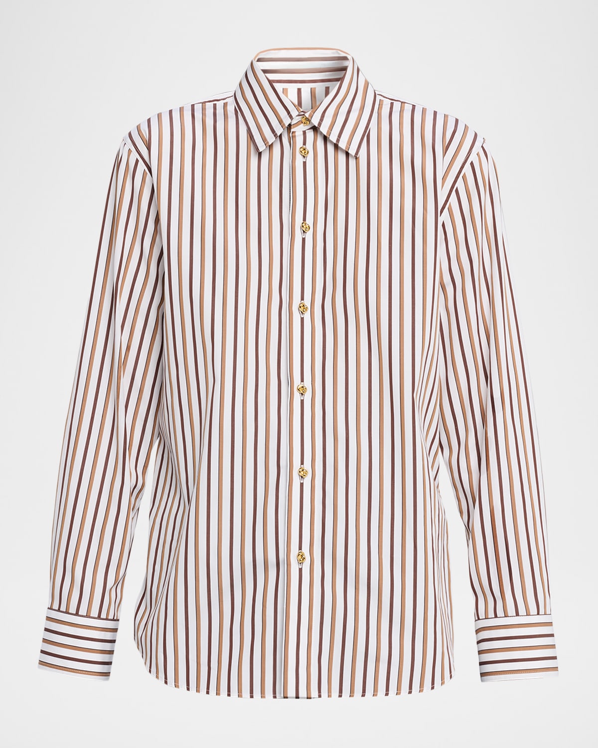 Bottega Veneta Knot-button Striped Cotton Button-down Shirt In Multi