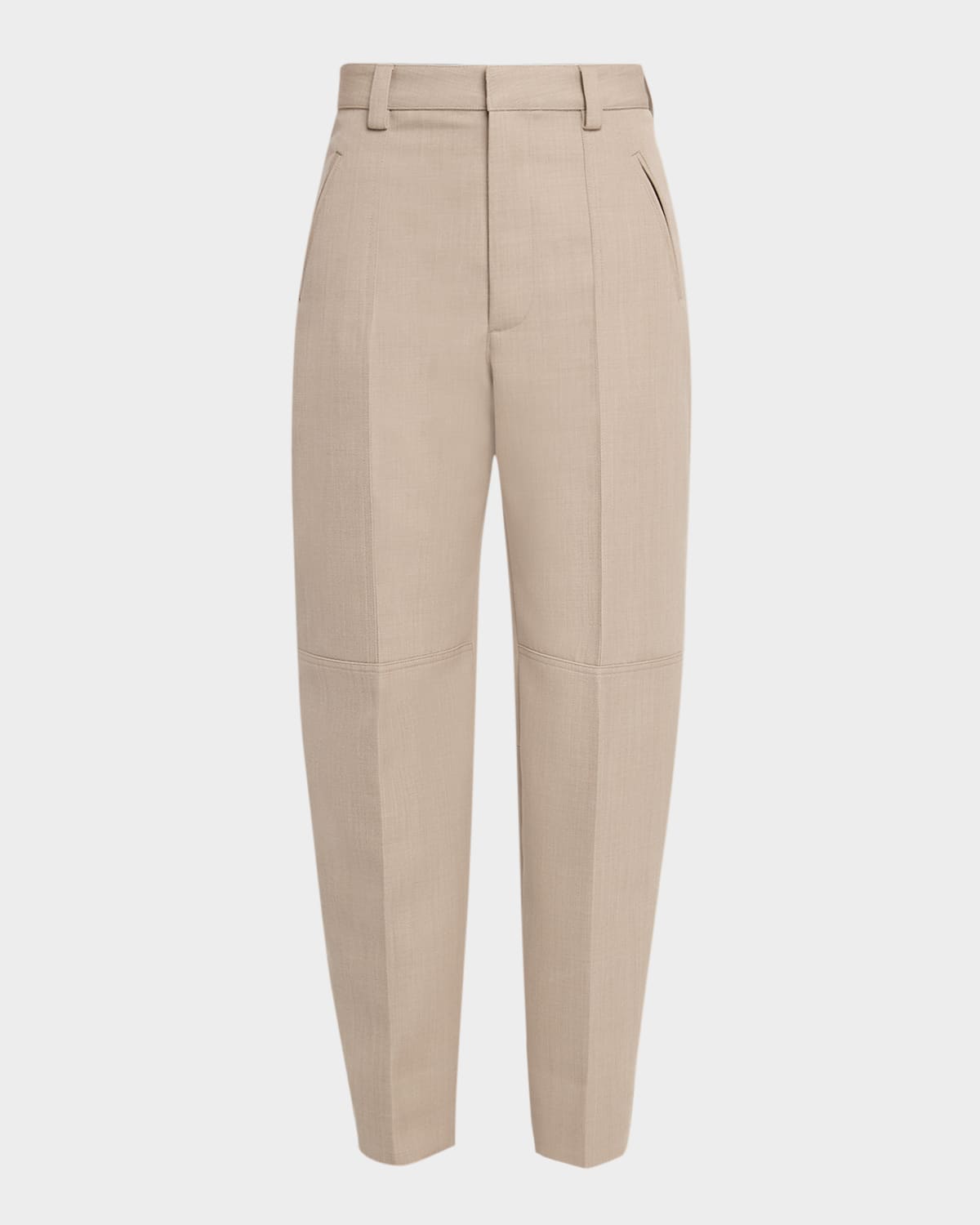 Bottega Veneta High-rise Tapered-leg Zip-hem Trousers In Neutral