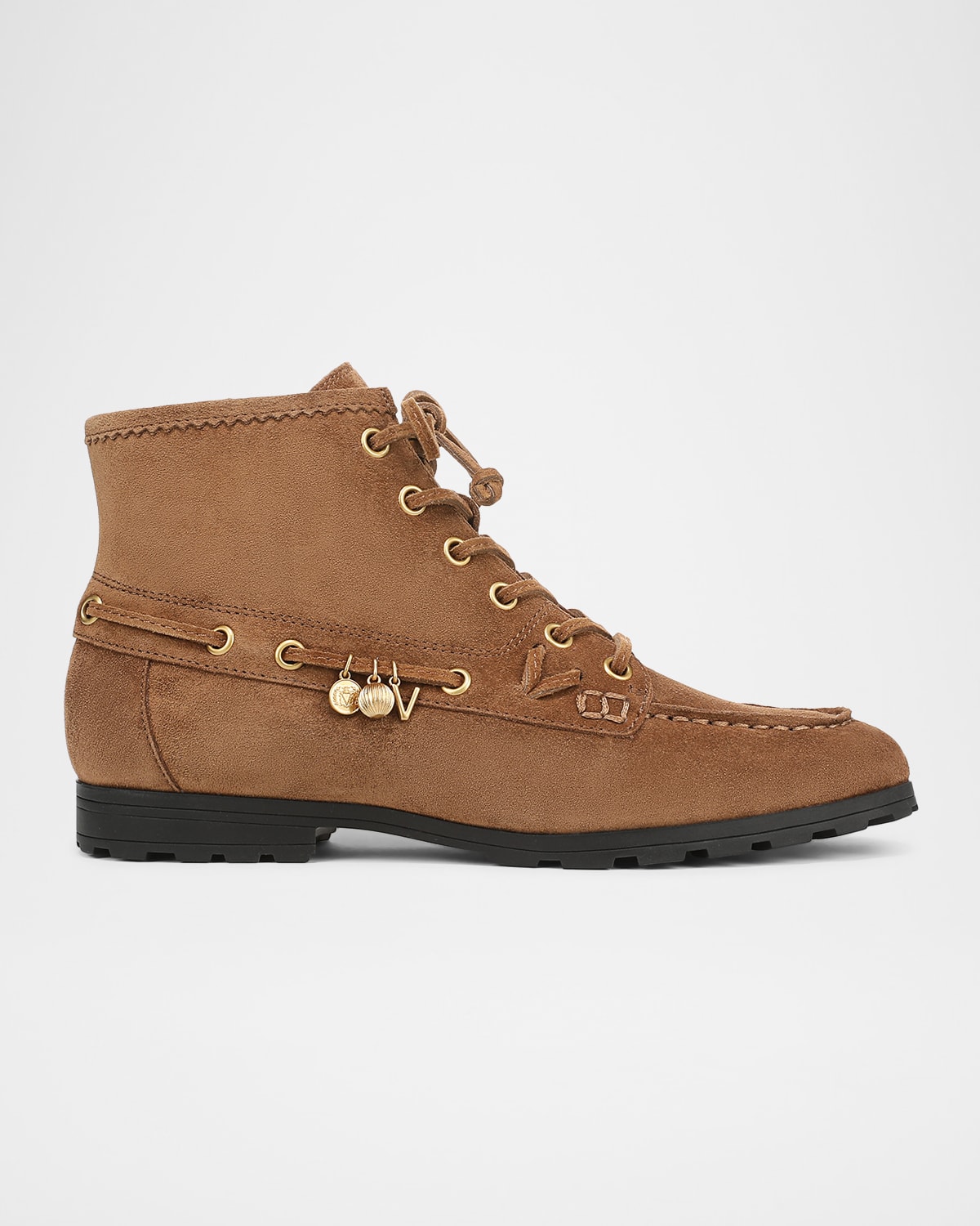 Veronica Beard Phaedra Suede Charm Ankle Boots In Brown