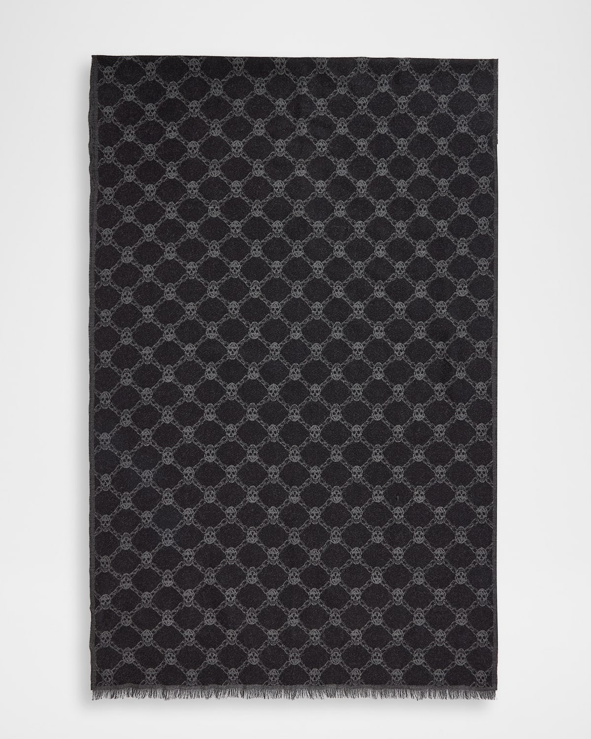 Alexander Mcqueen Chain Skull Wool-silk Scarf In Black