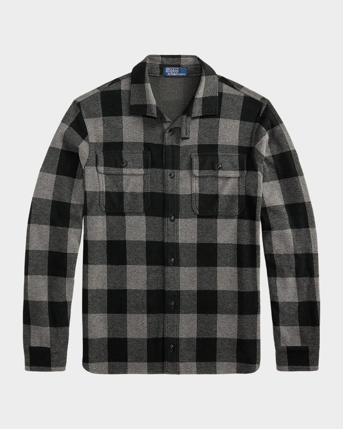 Polo Ralph Lauren Men's Flannel Stretch Two-pocket Overshirt In Black