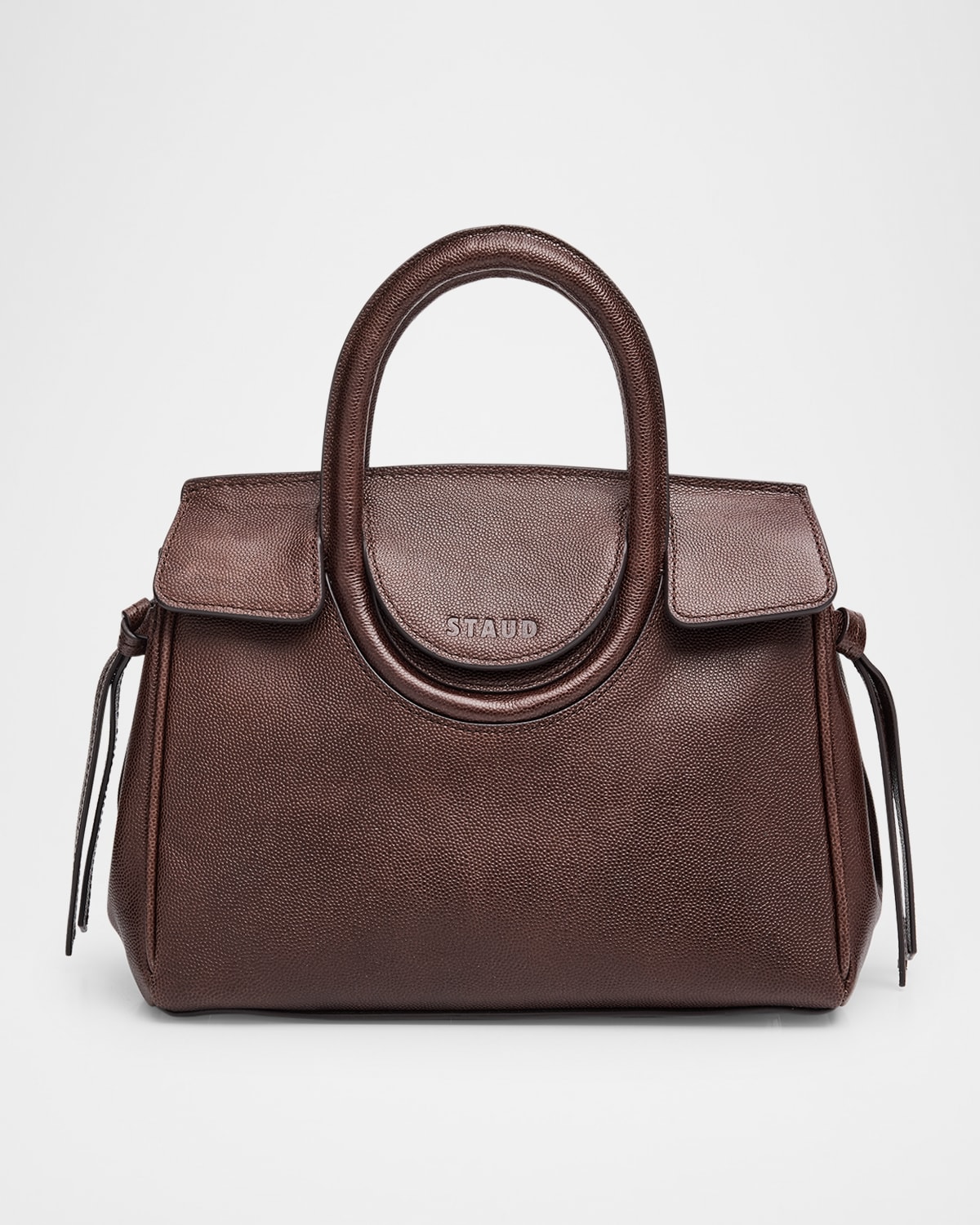 Staud Maude Mini Pebble Leather Carryall Top-handle Bag In Brown
